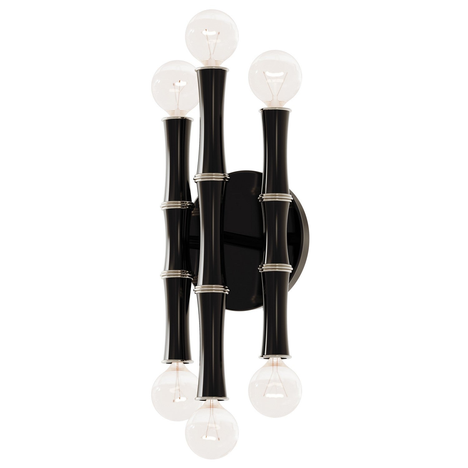 Robert Abbey - OS76 - Six Light Wall Sconce - Kane - Obsidian w/Polished Nickel