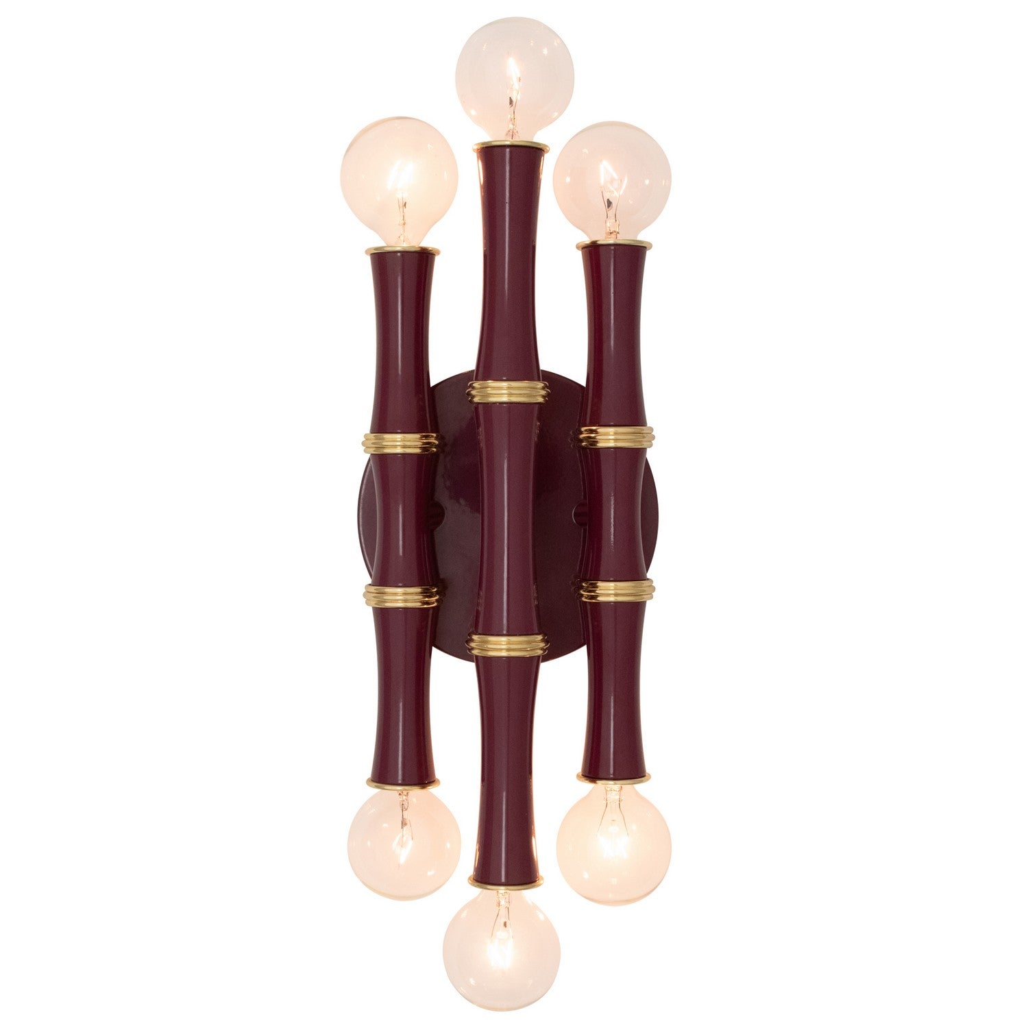 Robert Abbey - SM75 - Six Light Wall Sconce - Kane - Sugar Plum w/Modern Brass