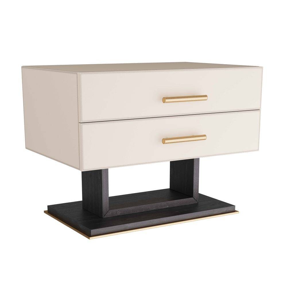 Arteriors - FII01 - Side Table - Tatro - Ivory Leather/Ebony Oak/Antique Brass