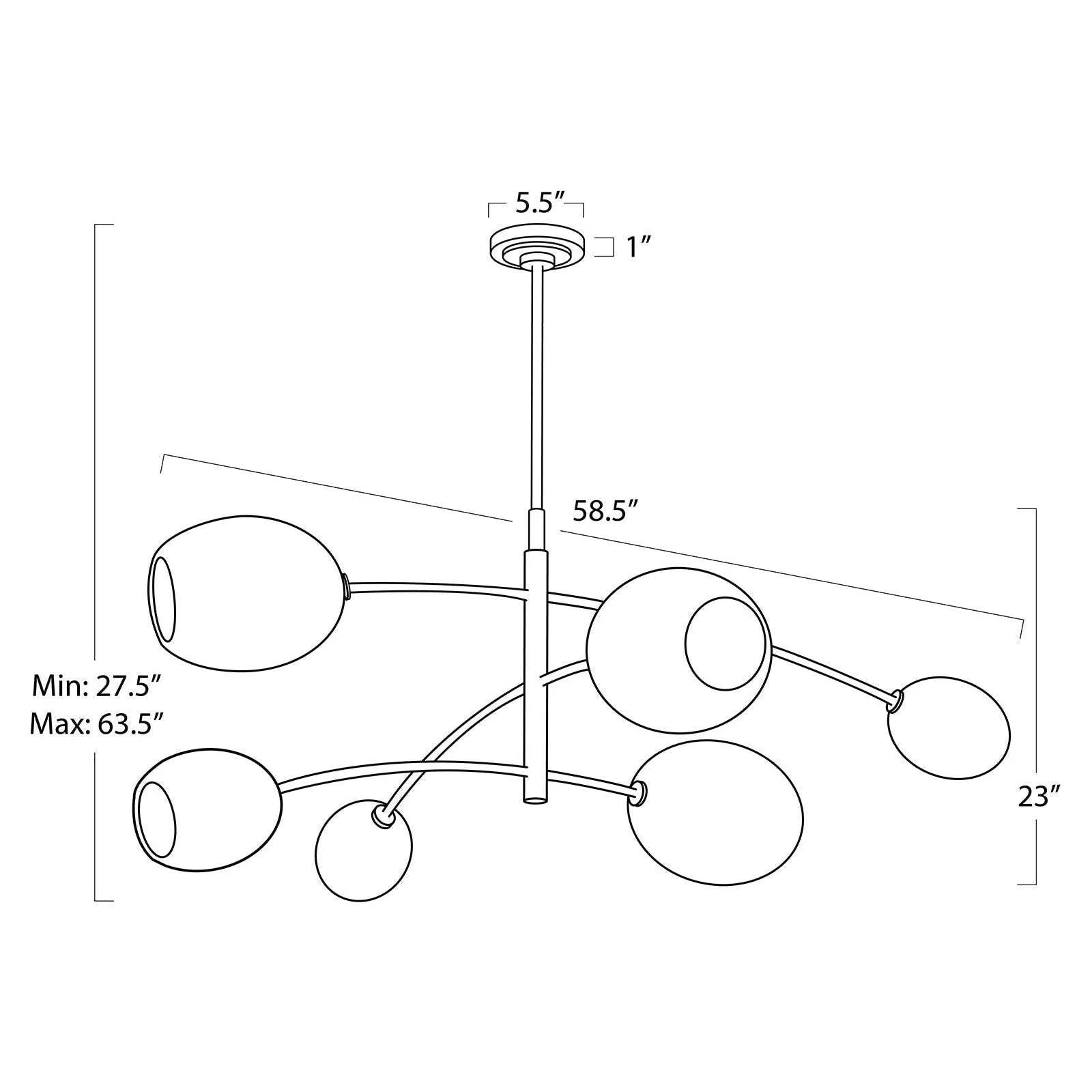 Regina Andrew 16-1512NB-ALB Artemis Chandelier Line Drawing
