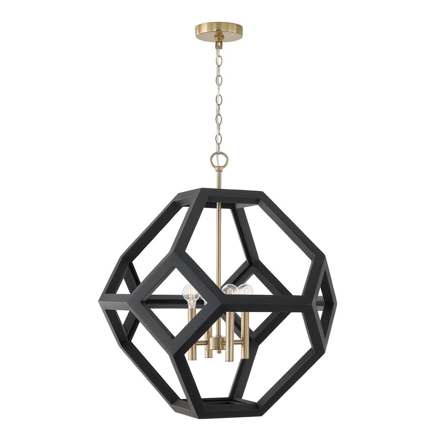 Capital Lighting - 358441KM - Four Light Pendant - Geo - Flat Black and Matte Brass