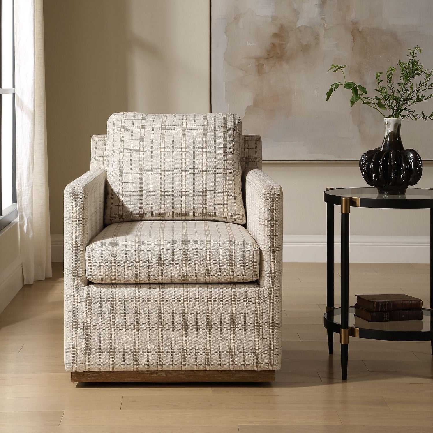 Uttermost - 53062 - Swivel Chair - Basie - Natural Oak