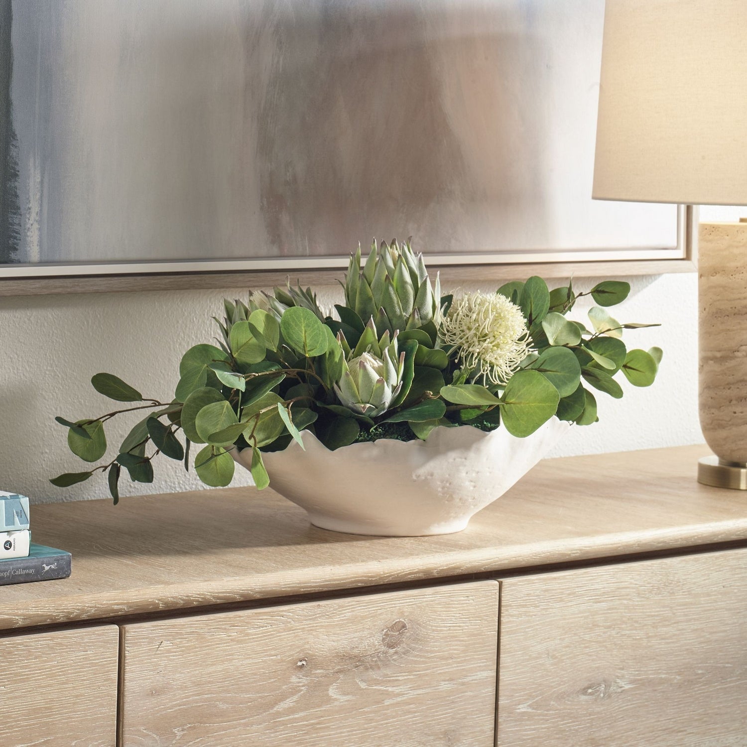 Uttermost - 60256 - Bowl Centerpiece - Protea Blooms - White