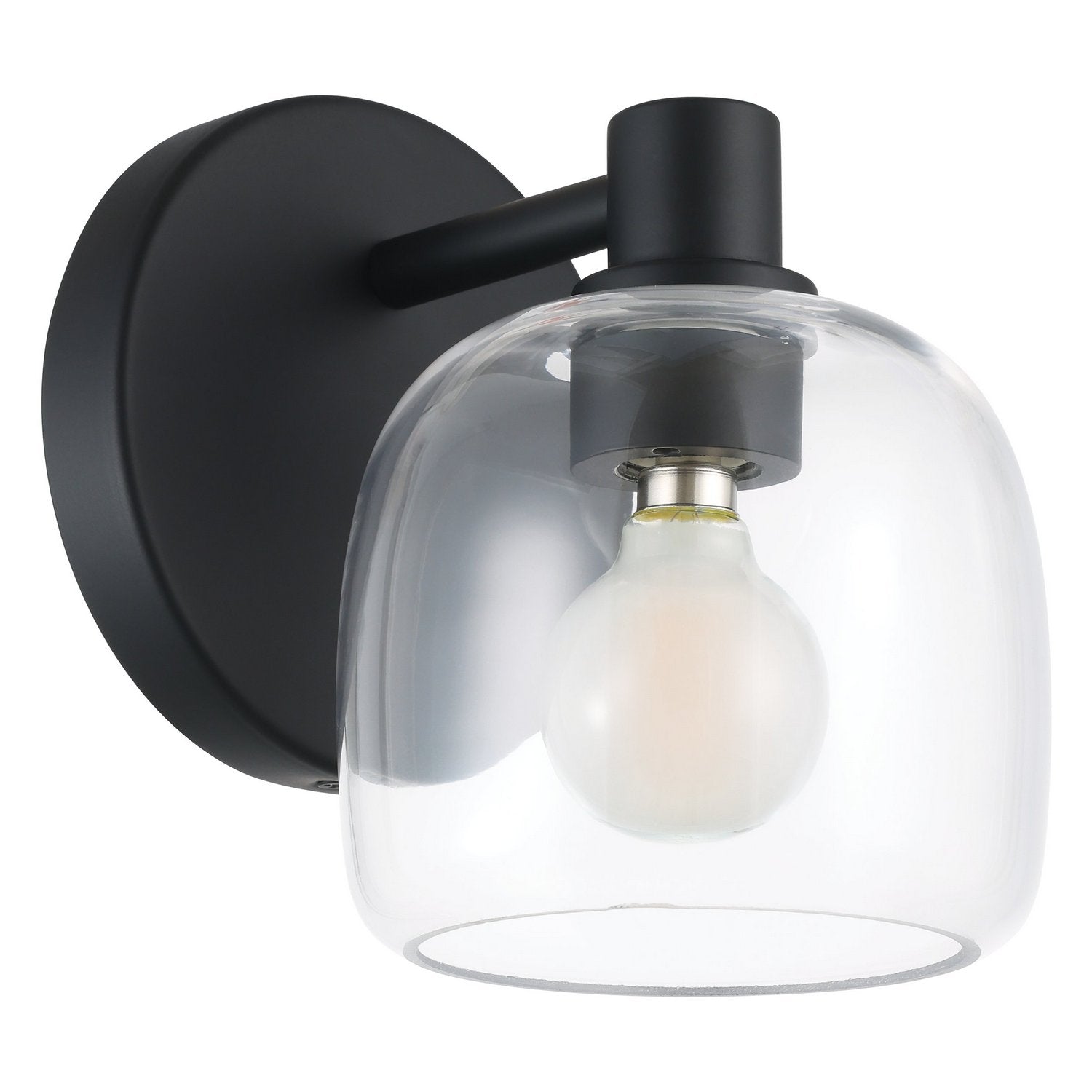 Thesis Lighting 206996A Valentina Wall Sconce in Matte Black, Clear