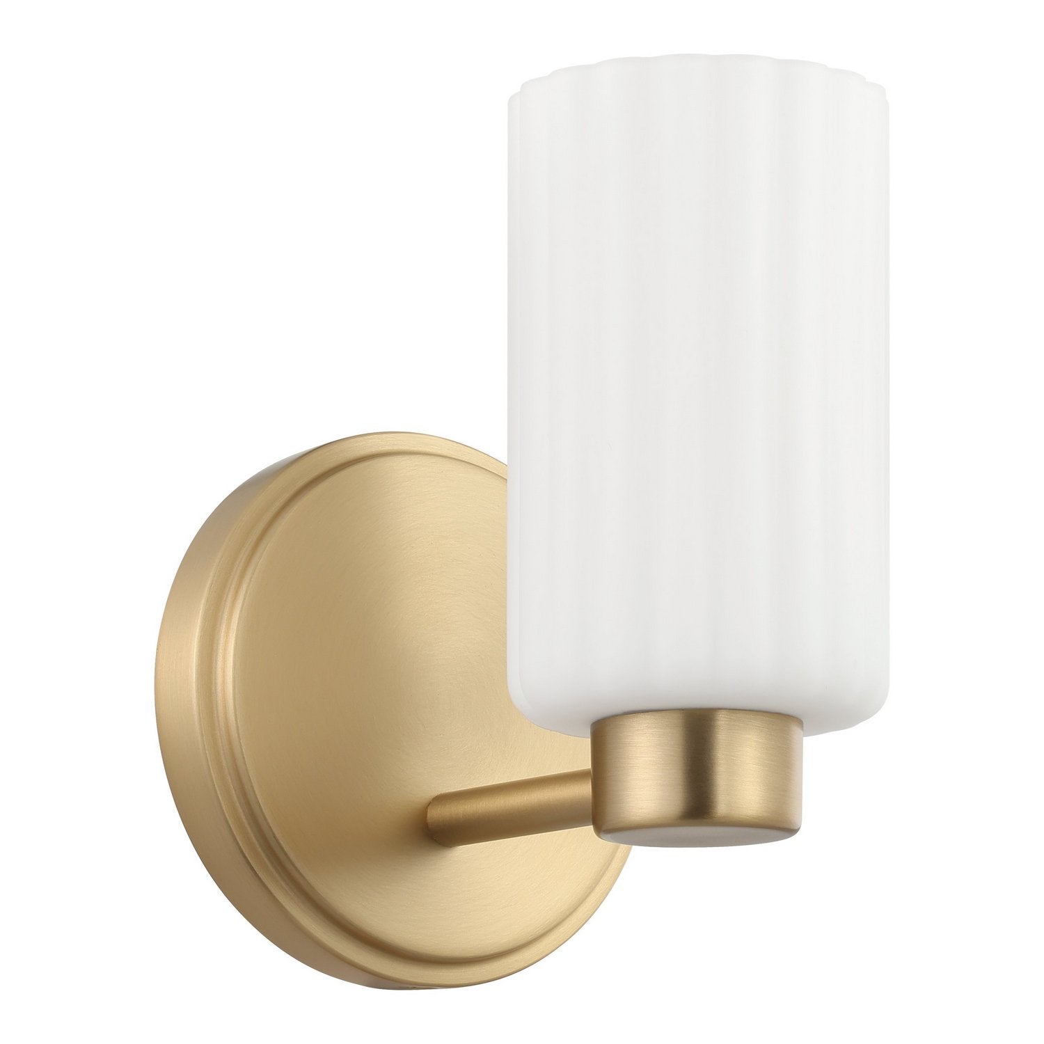 Thesis Lighting 207026A Bedminster Wall Sconce in Champagne Gold, Opal Ribbed
