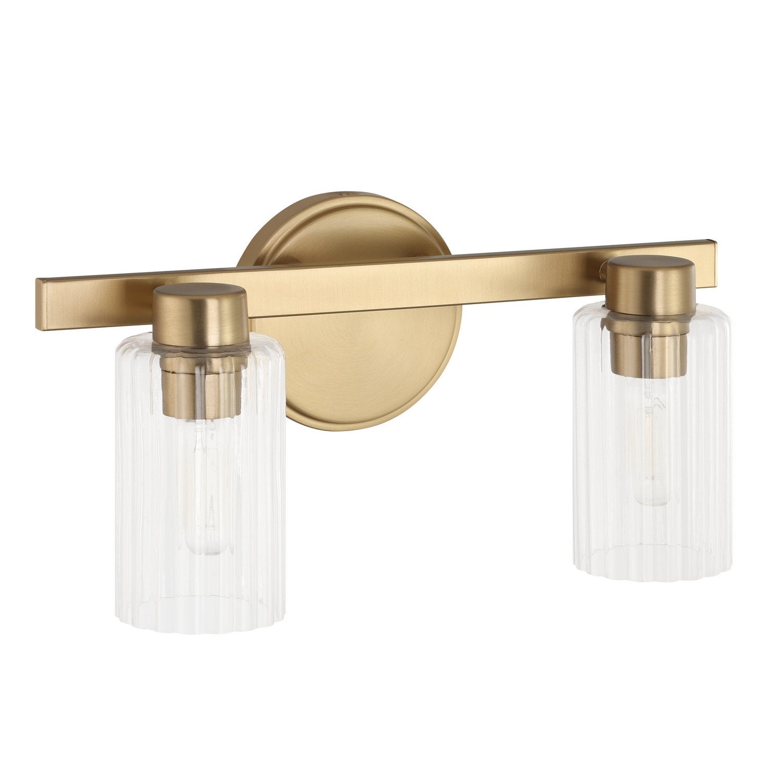 Thesis Lighting 207032A Bedminster Vanity in Champagne Gold, Clear Ribbed
