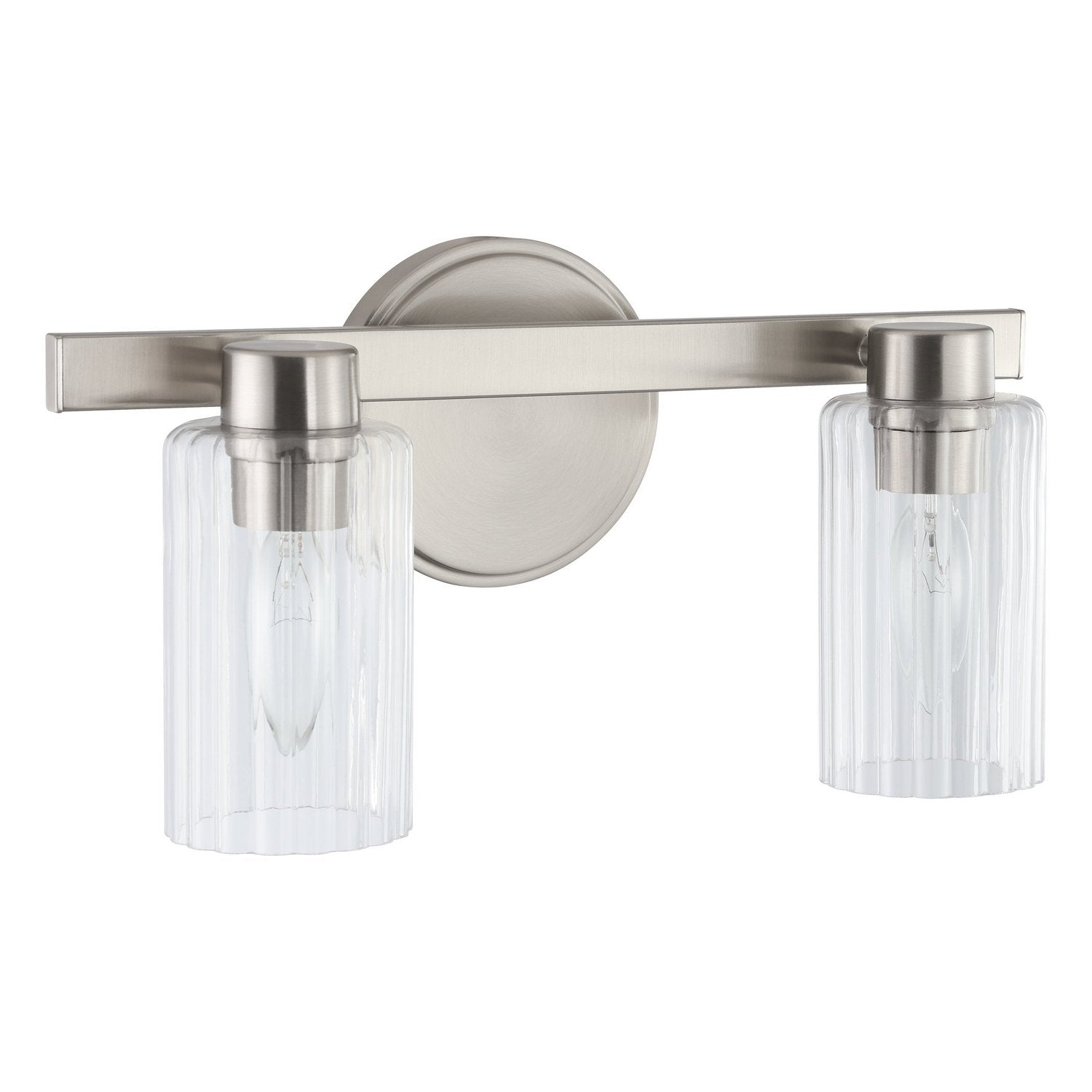 Thesis Lighting 207034A Bedminster Vanity in Brushed Nickel, Clear Ribbed