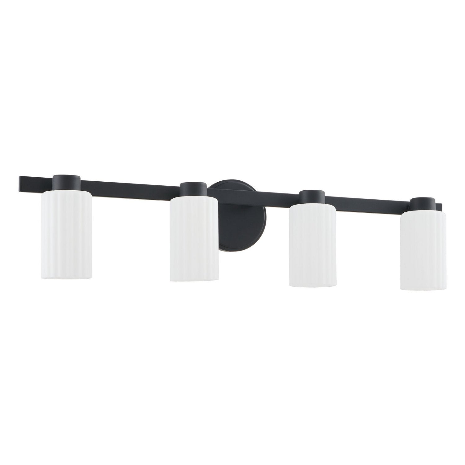Thesis Lighting 207044A Bedminster Vanity in Matte Black, Opal Ribbed