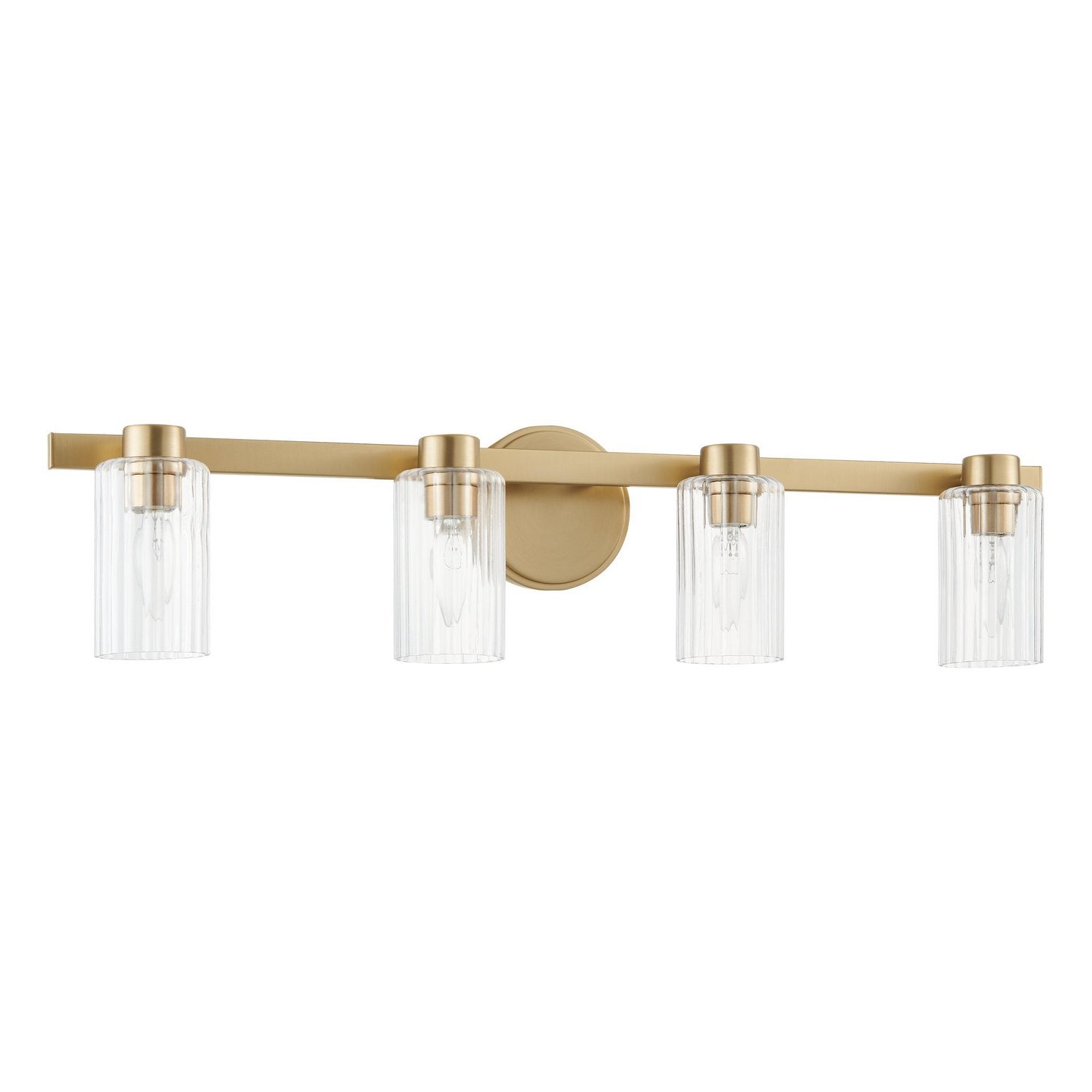 Thesis Lighting 207045A Bedminster Vanity in Champagne Gold, Clear Ribbed