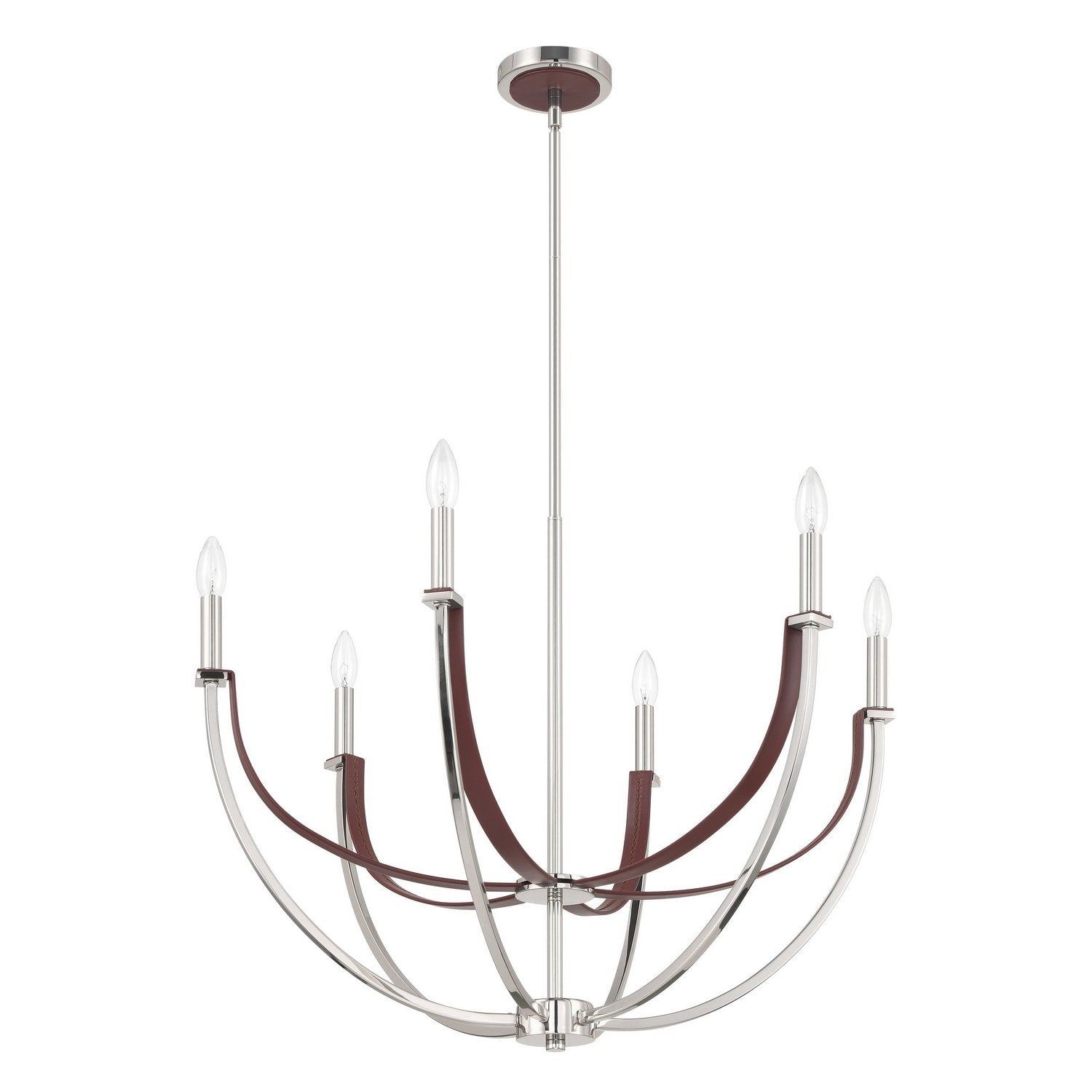 Thesis Lighting 207373A Sussex Chandelier in Polished Nickel, Dark Brown