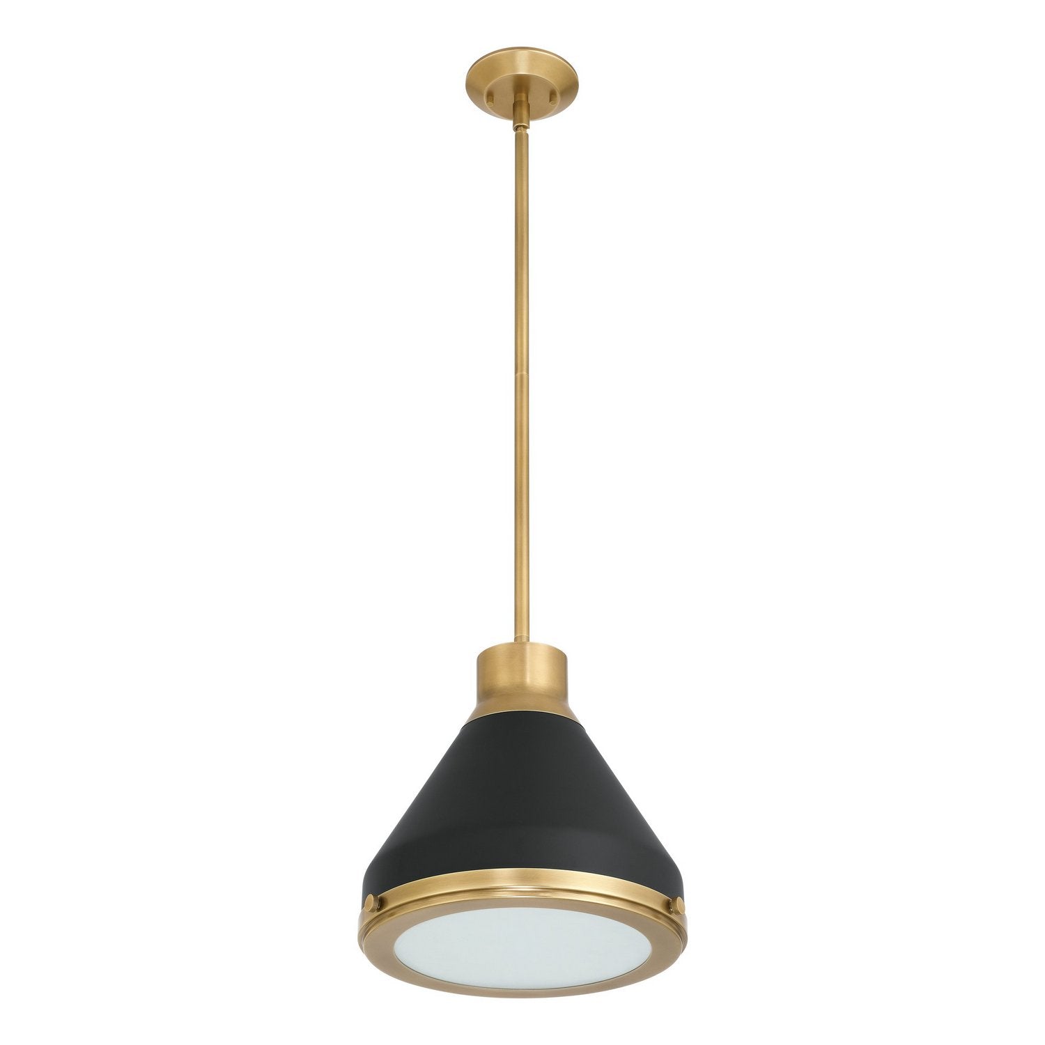Thesis Lighting 207398A Doyle Pendant in Natural Brass, Matte Black