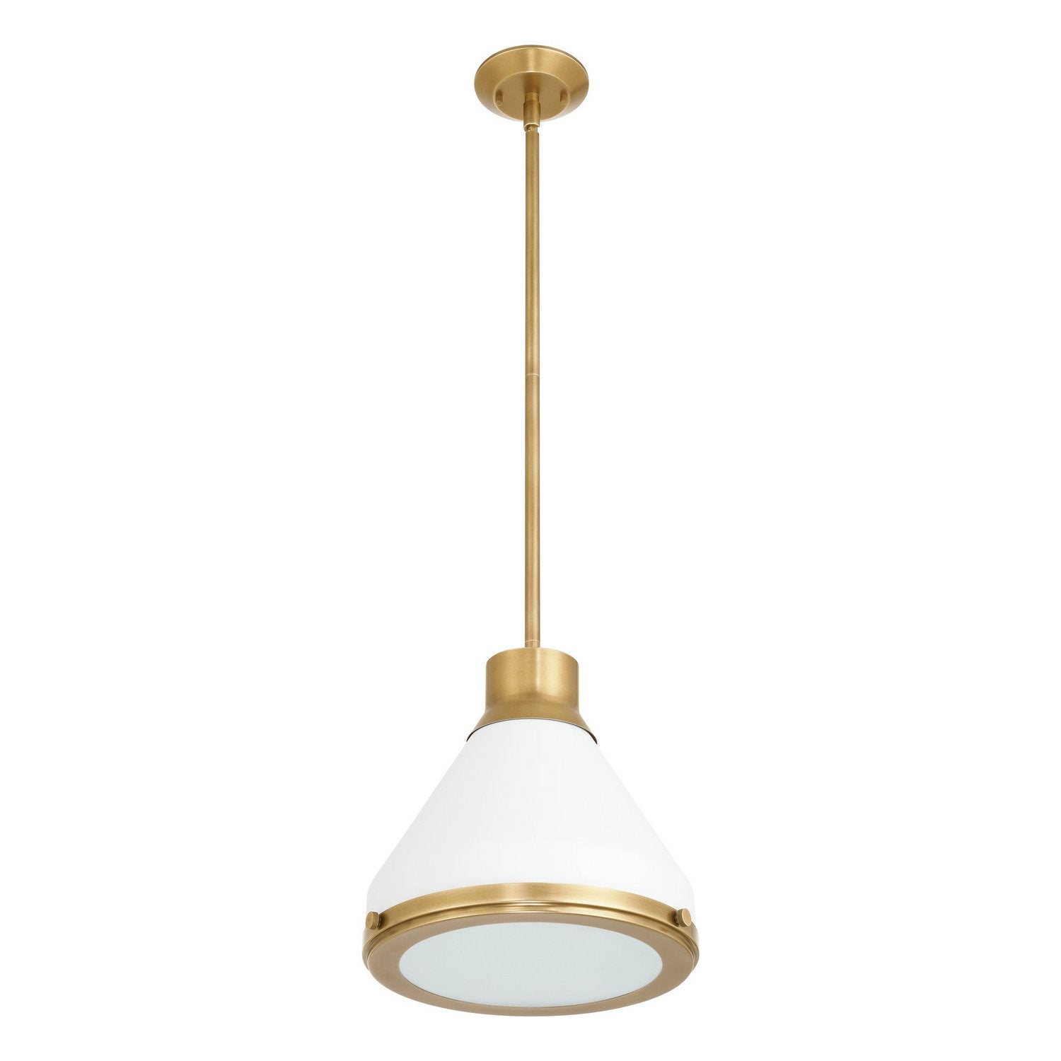 Thesis Lighting 207397A Doyle Pendant in Natural Brass, Matte White