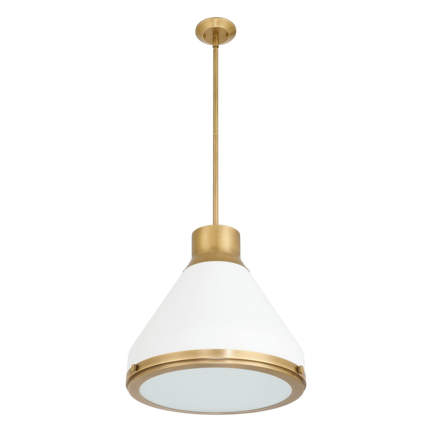 Thesis Lighting 207402A Doyle Pendant in Natural Brass, Matte White