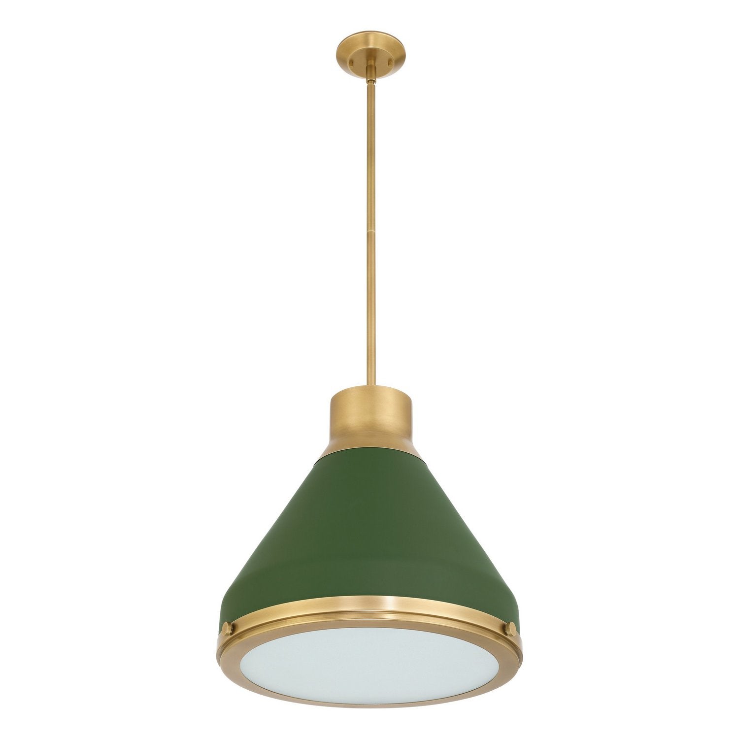 Thesis Lighting 207405A Doyle Pendant in Natural Brass, Matte Green