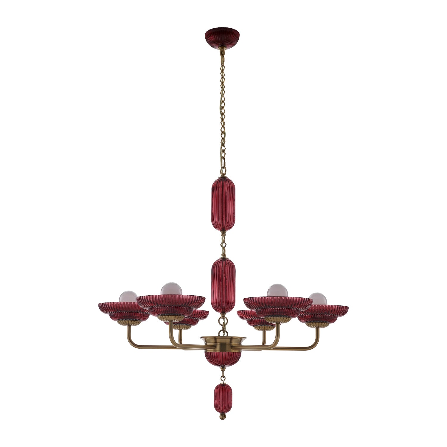 Kalco - 519671STB/MGNT - Six Light Chandelier - Verde - Satin Brass