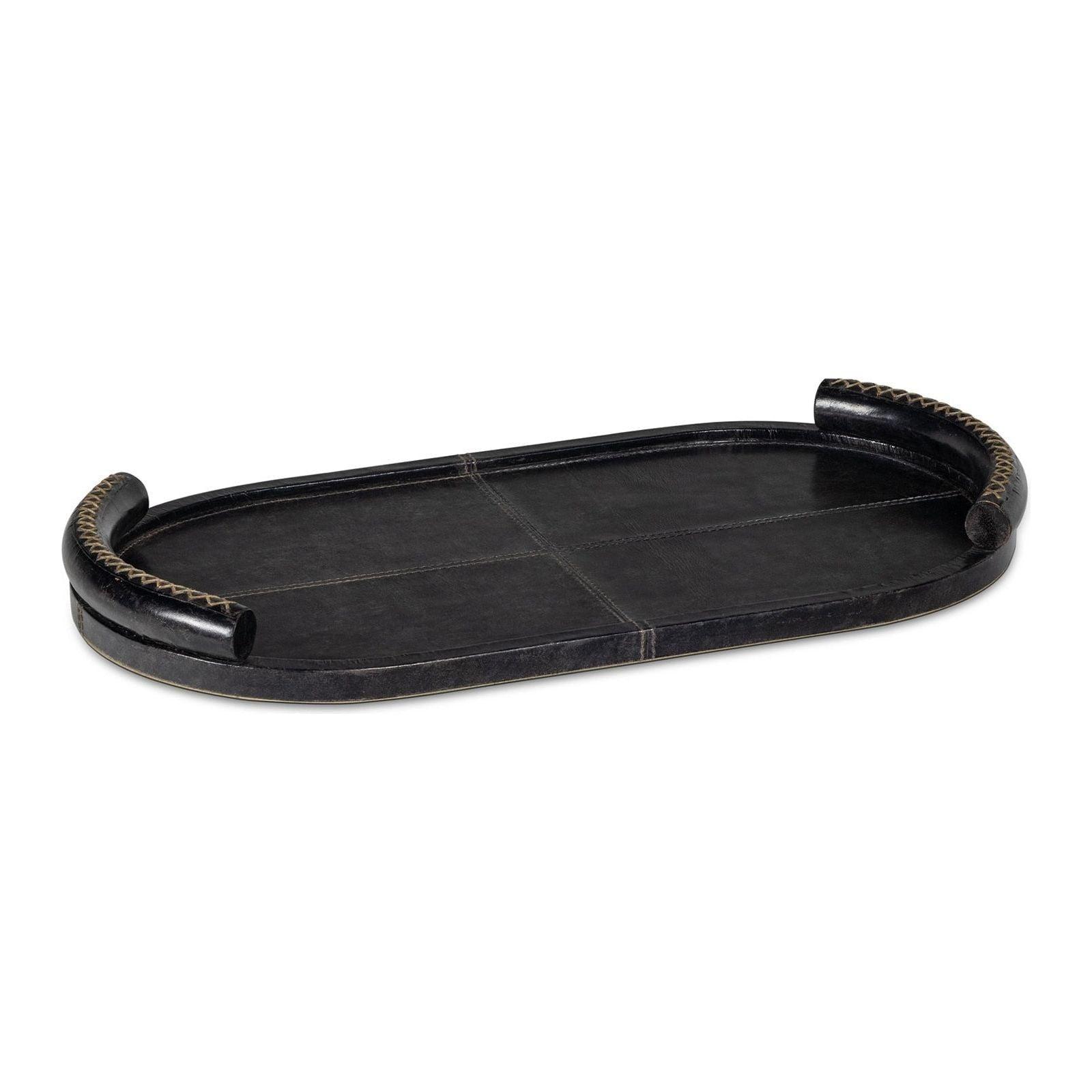 Regina Andrew - Forte Leather Oval Tray - 20-1609BLK - Canada Light Shop
