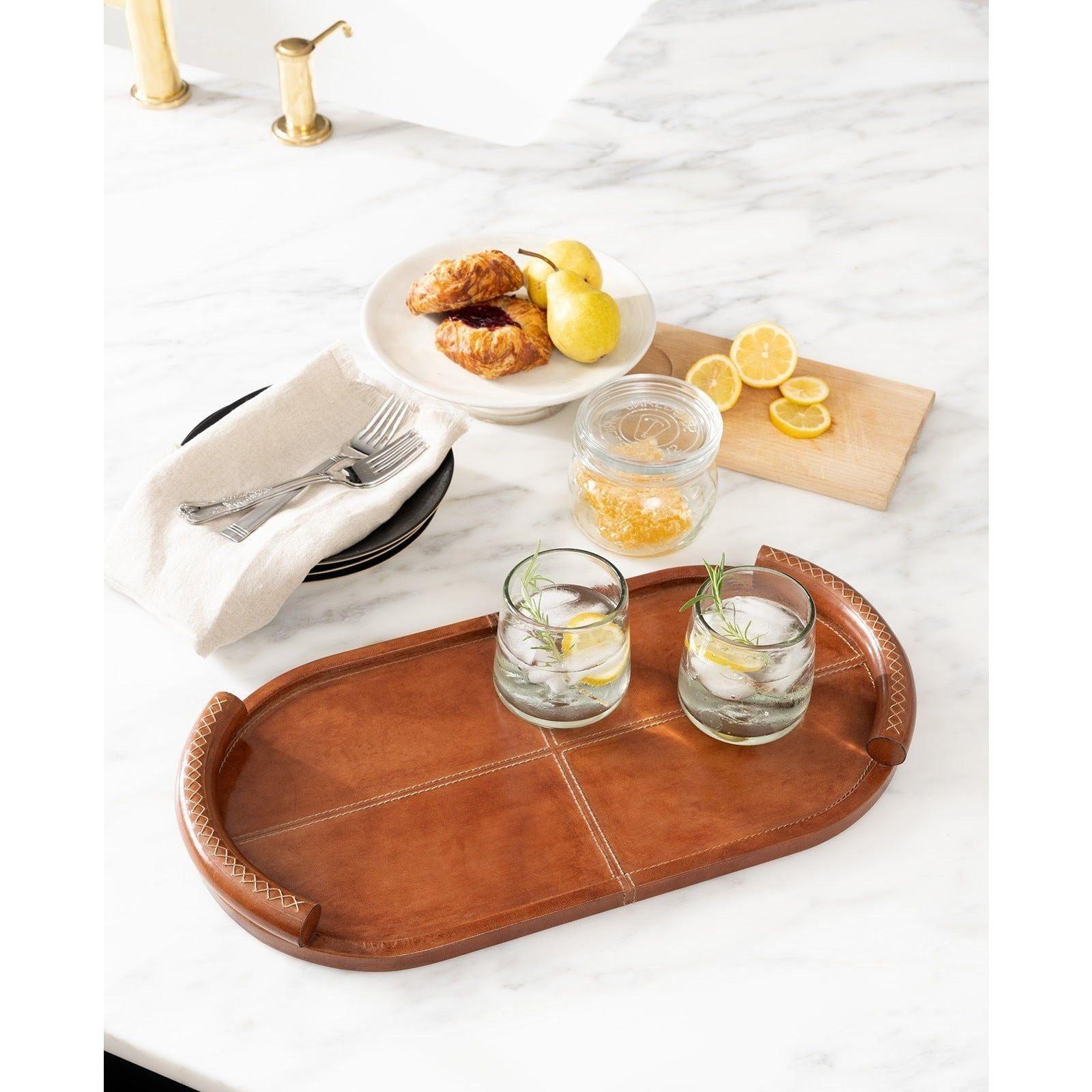 Regina Andrew - Forte Leather Oval Tray - 20-1609BLK - Canada Light Shop
