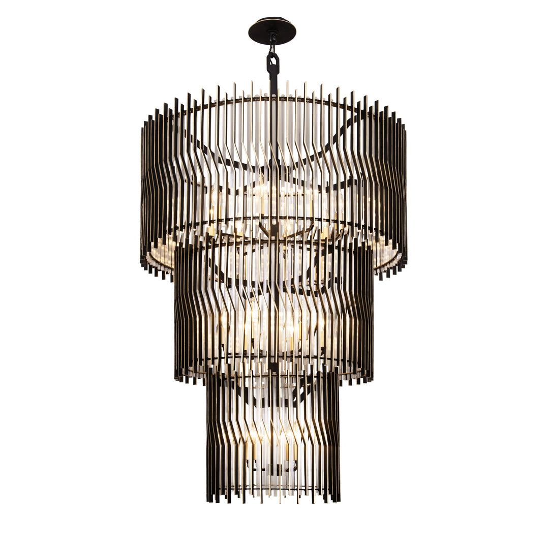 Varaluz - 393C18MBFG - 18 Light Chandelier - Park Row - Matte Black/French Gold