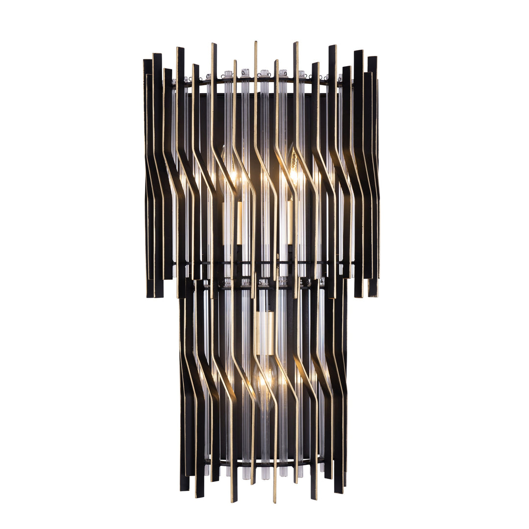 Varaluz - 393W03MBFG - Three Light Wall Sconce - Park Row - Matte Black/French Gold