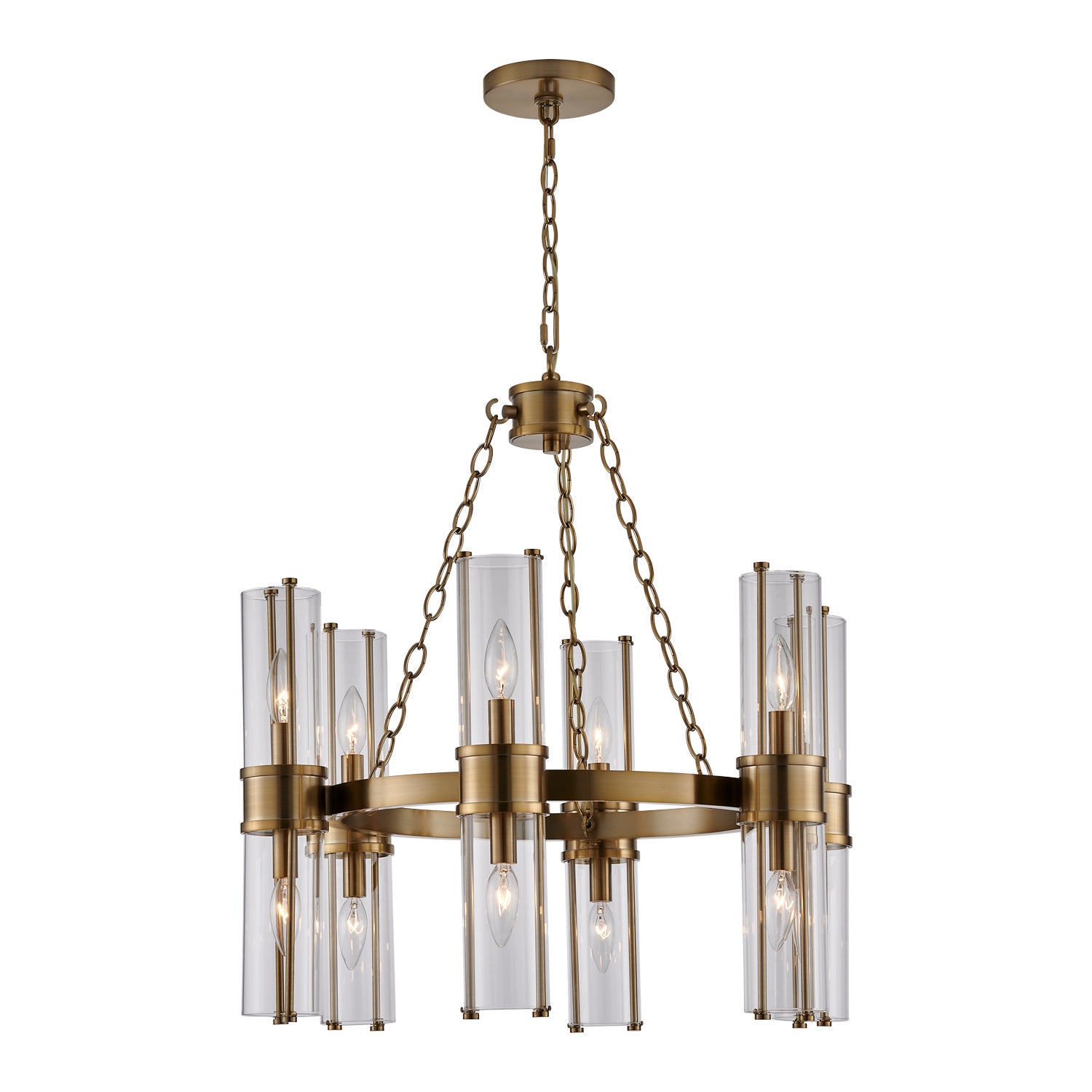 Kalco - 521355VGB - 12 Light Chandelier - Duet - Vintage Brass