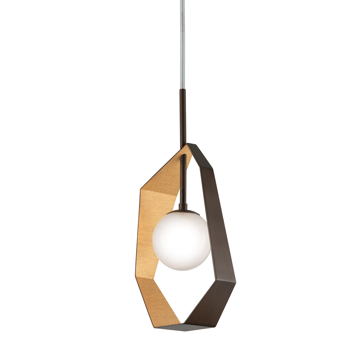 Troy Lighting Canada - F5523-BRZ/GL/SS - One Light Pendant - Origami - Bronze With Gold Leaf