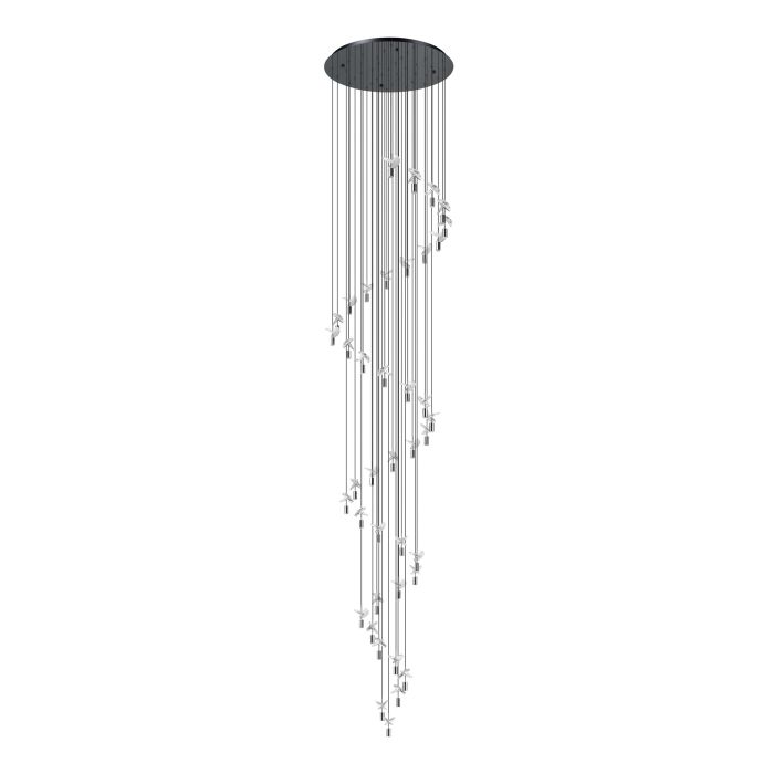 Thesis Lighting 390492A Comareira Cascading LED Pendant in Black Chrome