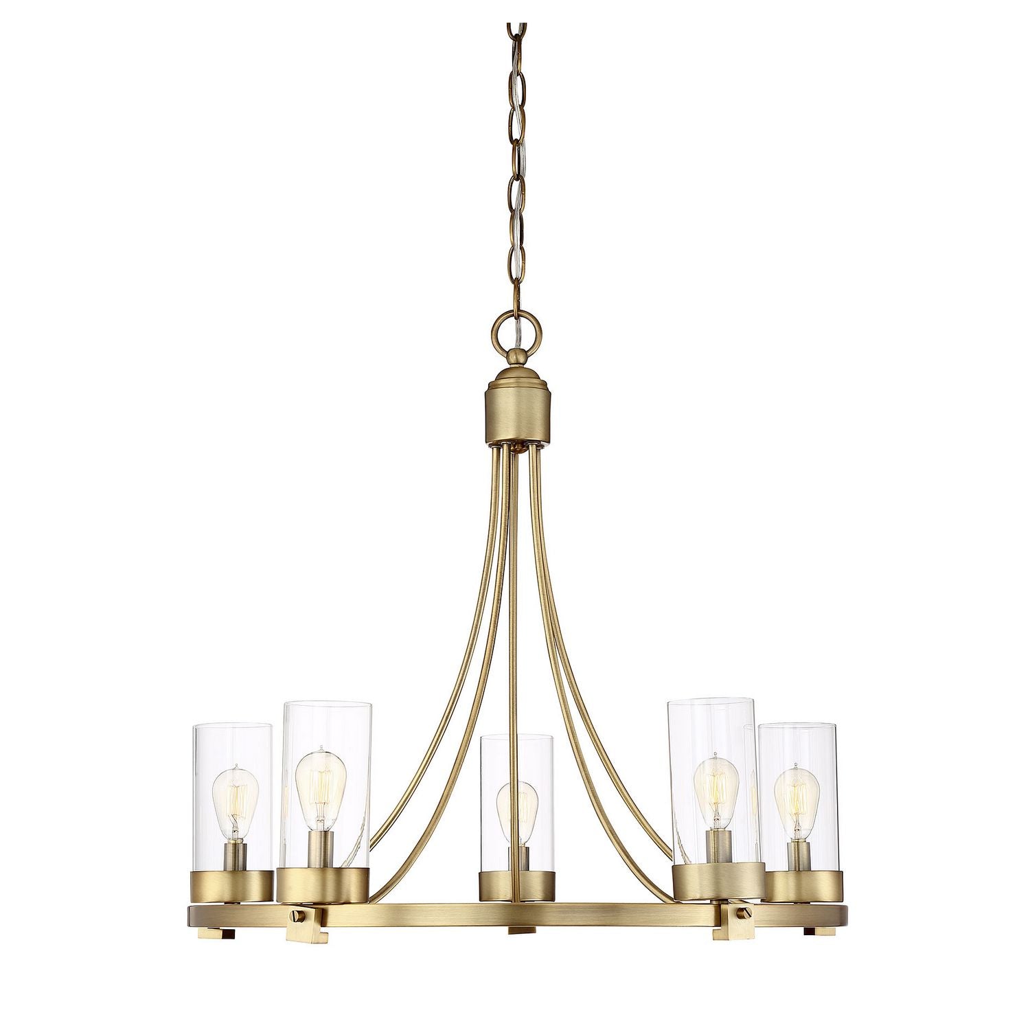 Meridian M10018NB Five Light Chandelier in Natural Brass