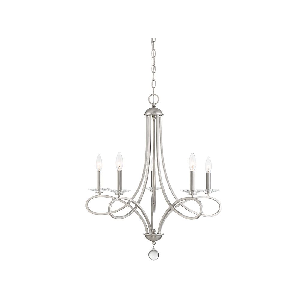 Meridian M10028BN Five Light Chandelier in Brushed Nickel