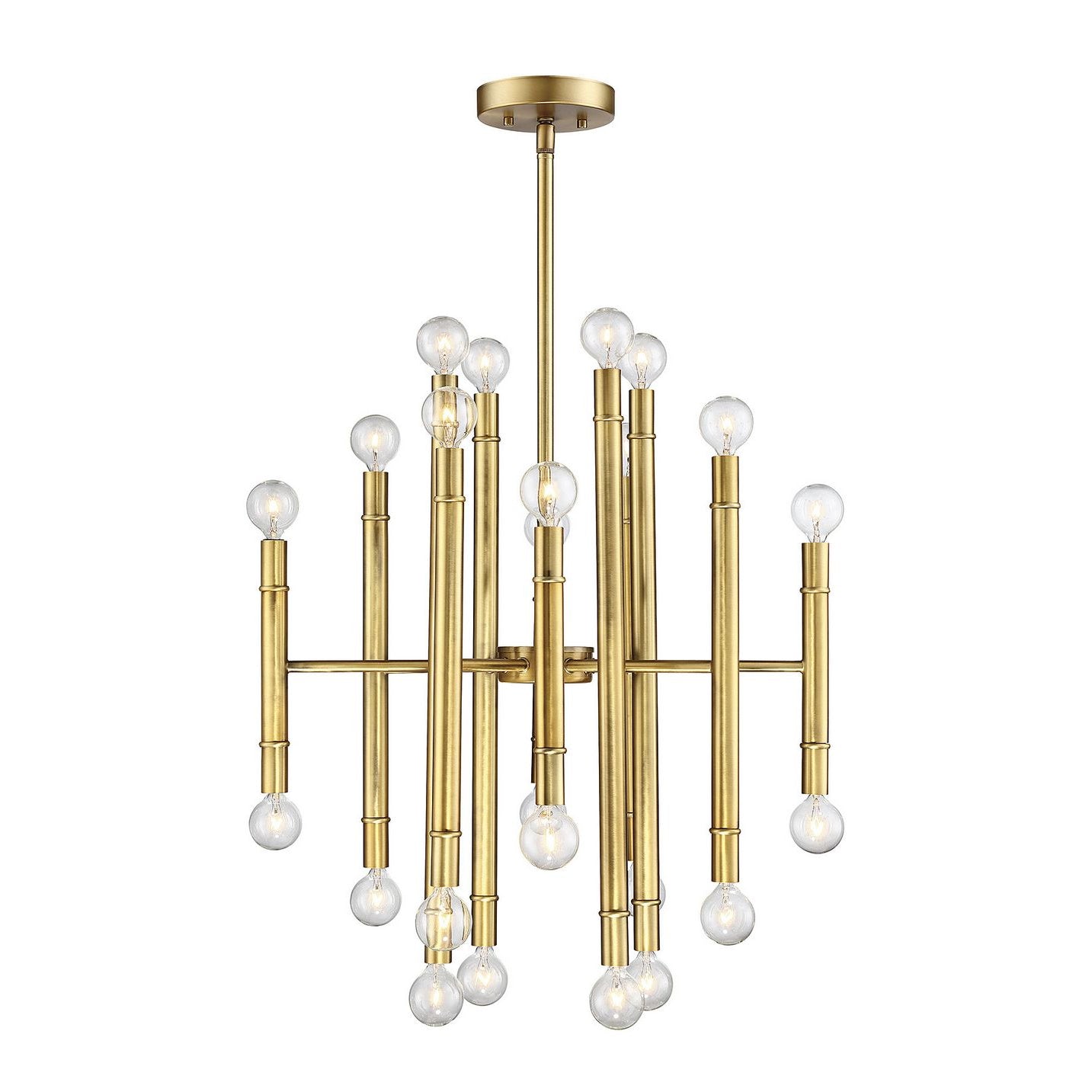 Meridian M10040NB 24 Light Chandelier in Natural Brass