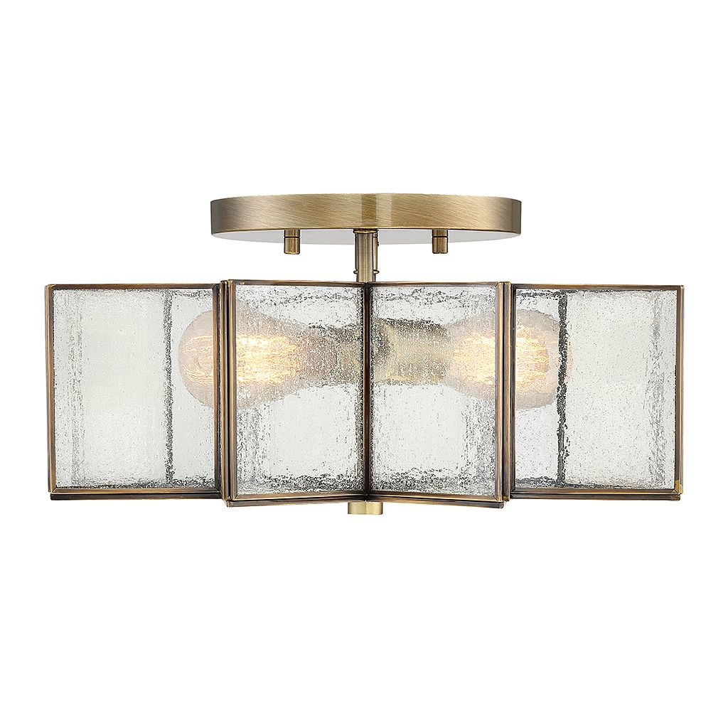 Meridian M60004NB Two Light Semi-Flush Mount in Natural Brass