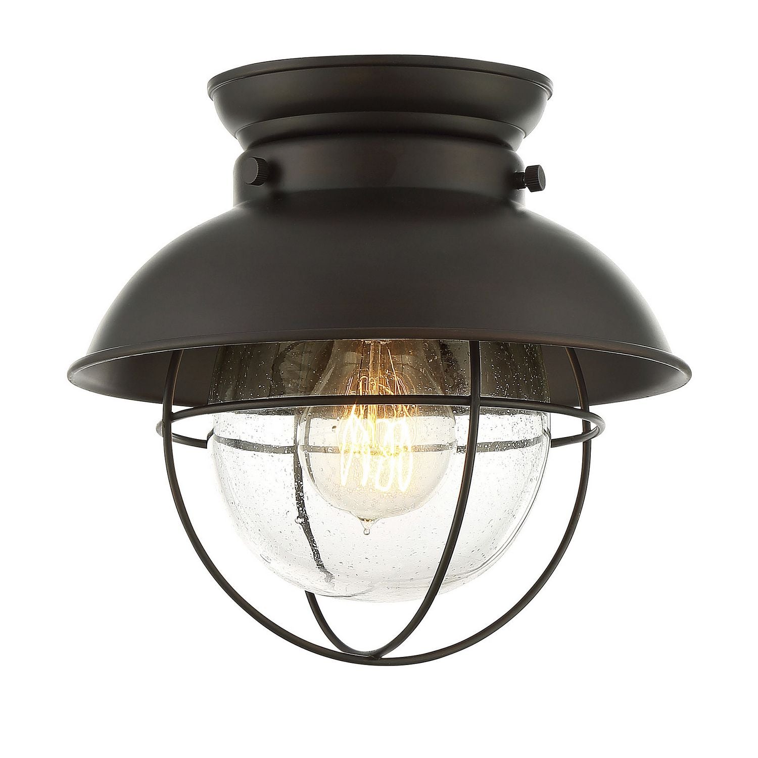 Meridian M60009ORB One Light Flush Mount in Oil Rubbed Bronze