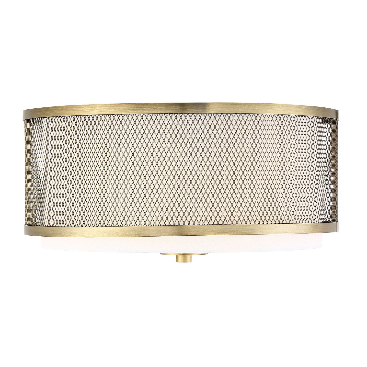 Meridian M60018NB Three Light Flush Mount in Natural Brass