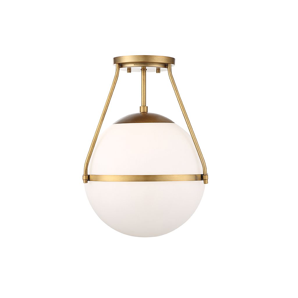 Meridian M60054NB One Light Semi-Flush Mount in Natural Brass