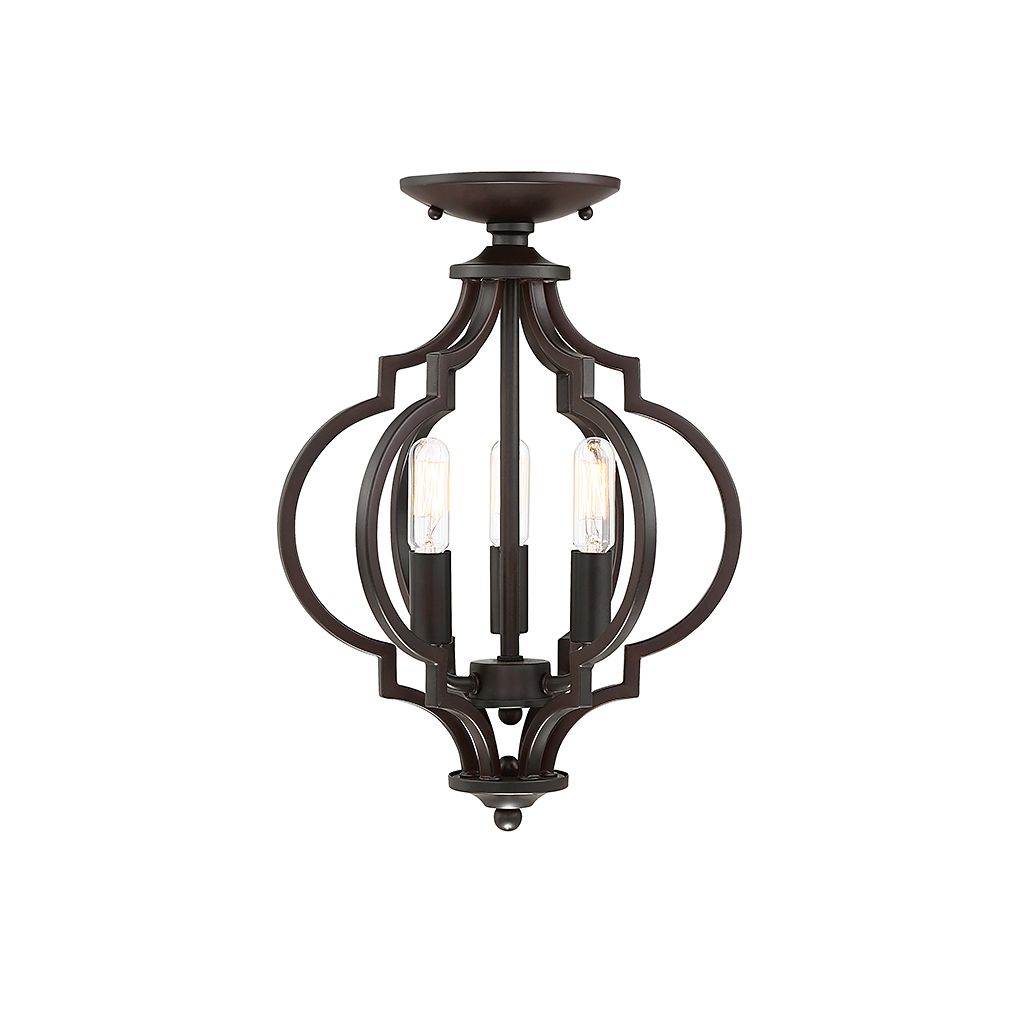 Meridian M60055ORB Three Light Semi-Flush Mount in Oil Rubbed Bronze