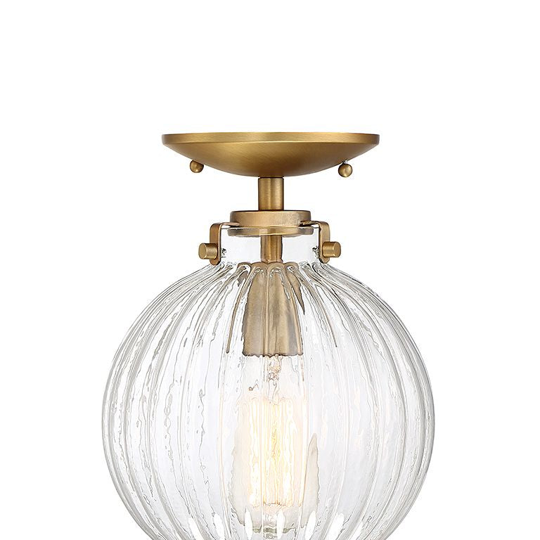 Meridian M60056NB One Light Semi-Flush Mount in Natural Brass