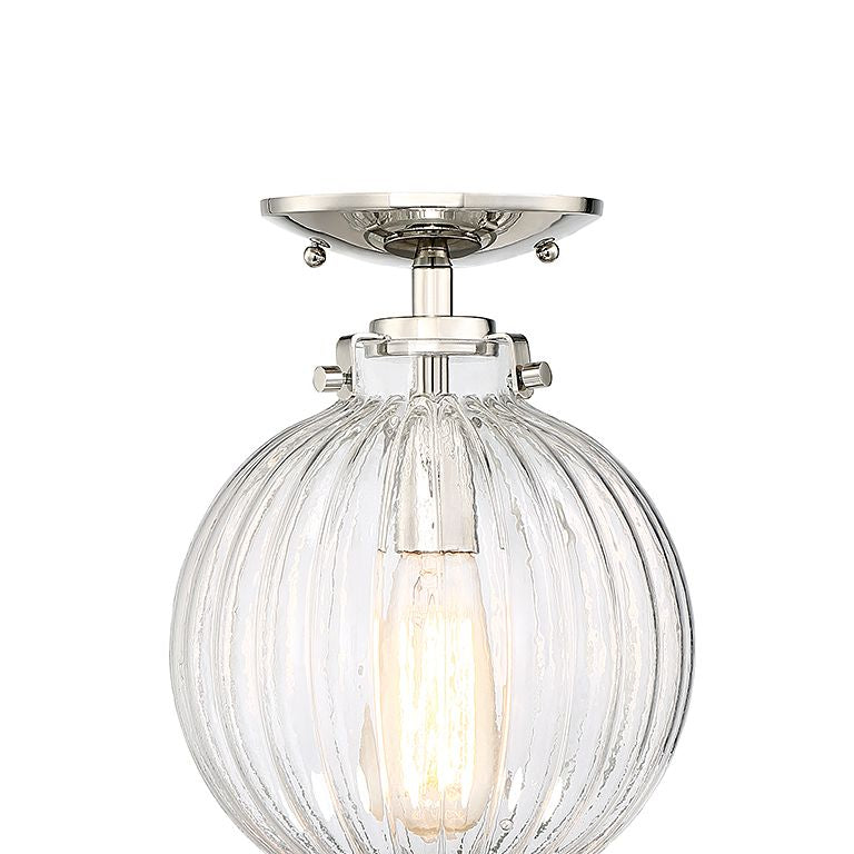 Meridian M60056PN One Light Semi-Flush Mount in Polished Nickel
