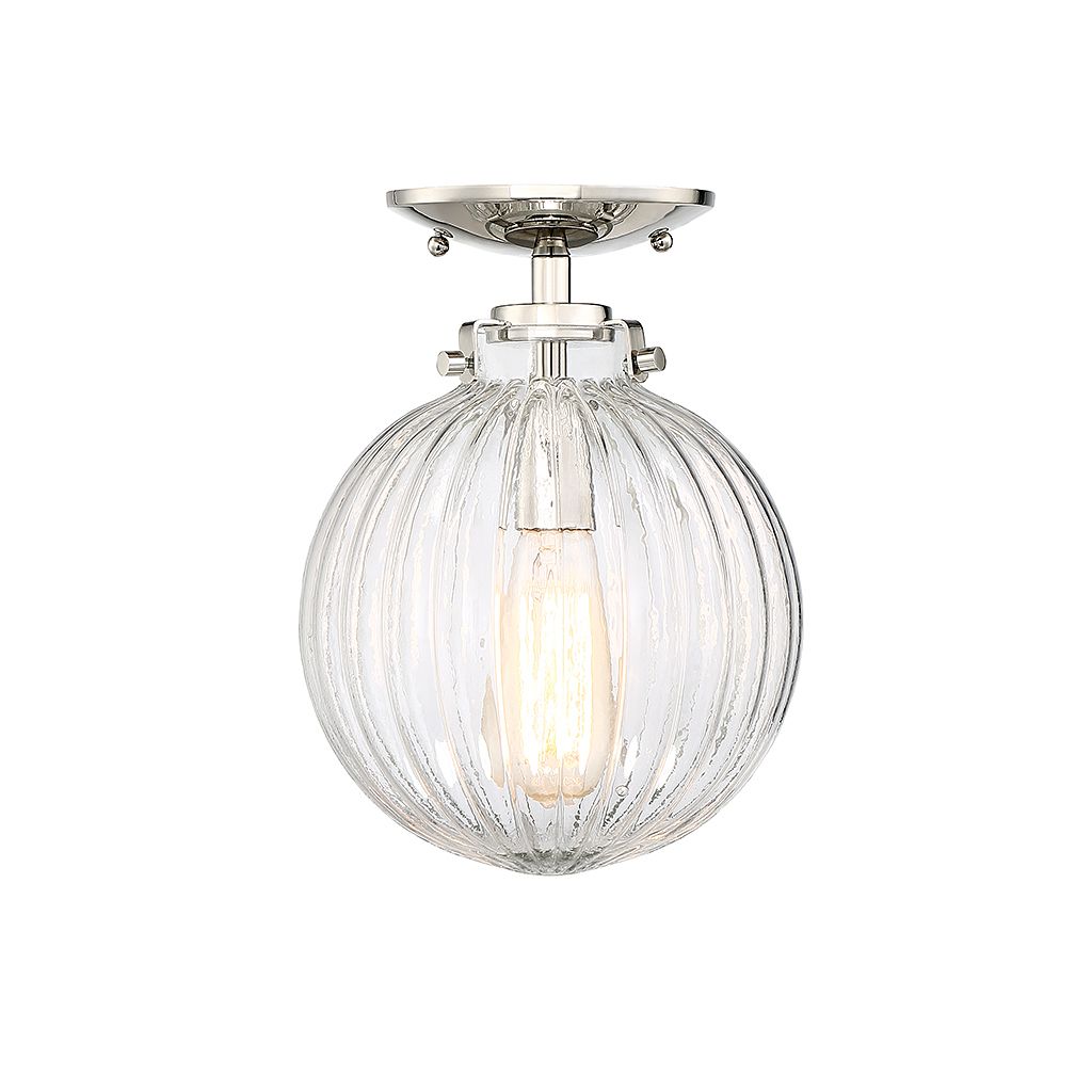 Meridian M60056PN One Light Semi-Flush Mount in Polished Nickel