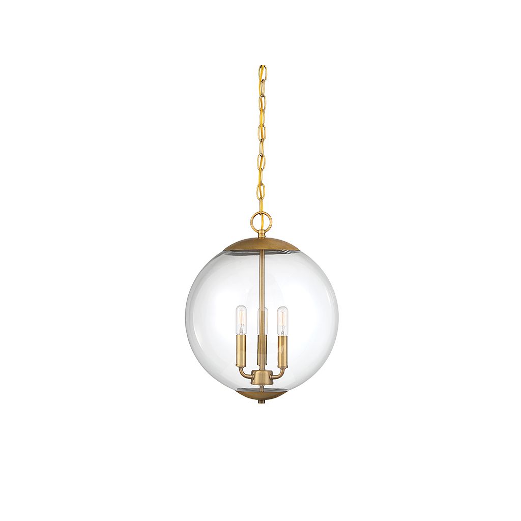 Meridian M70060NB Three Light Pendant in Natural Brass