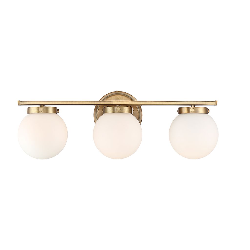 Meridian M80023NB Three Light Bathroom Vanity Light in Natural Brass