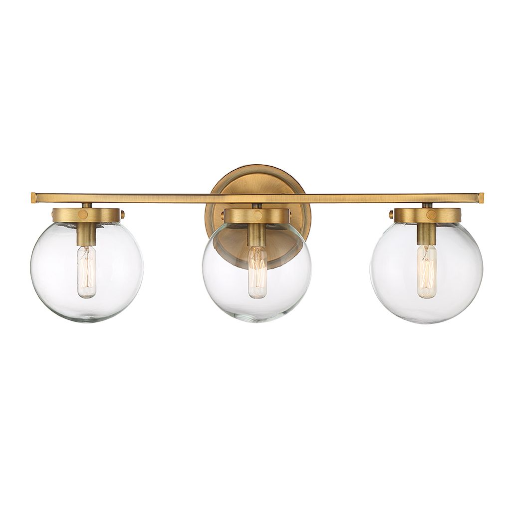 Meridian M80024NB Three Light Bathroom Vanity Light in Natural Brass