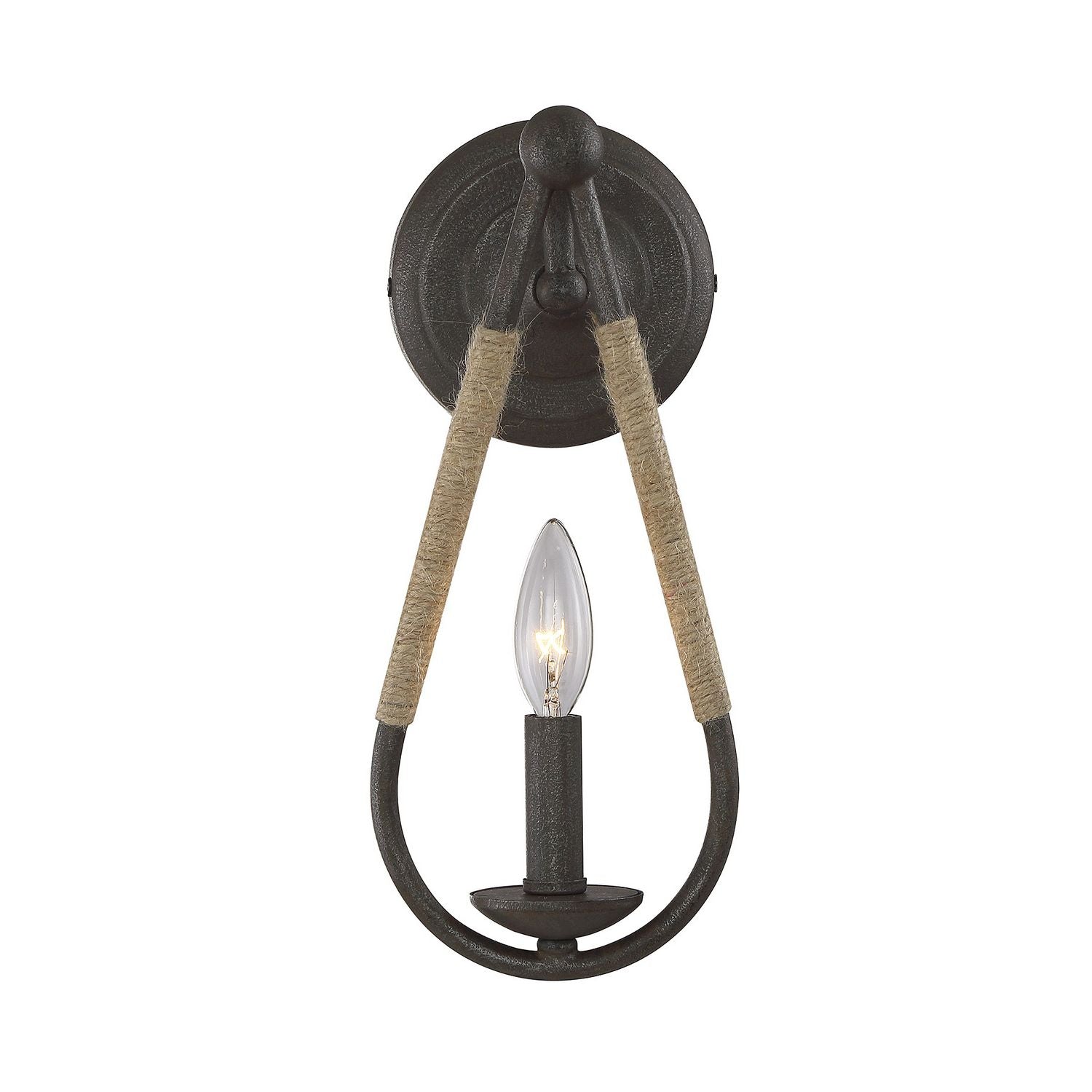 Meridian M90002RN One Light Wall Sconce in Rusty Nail with Rope