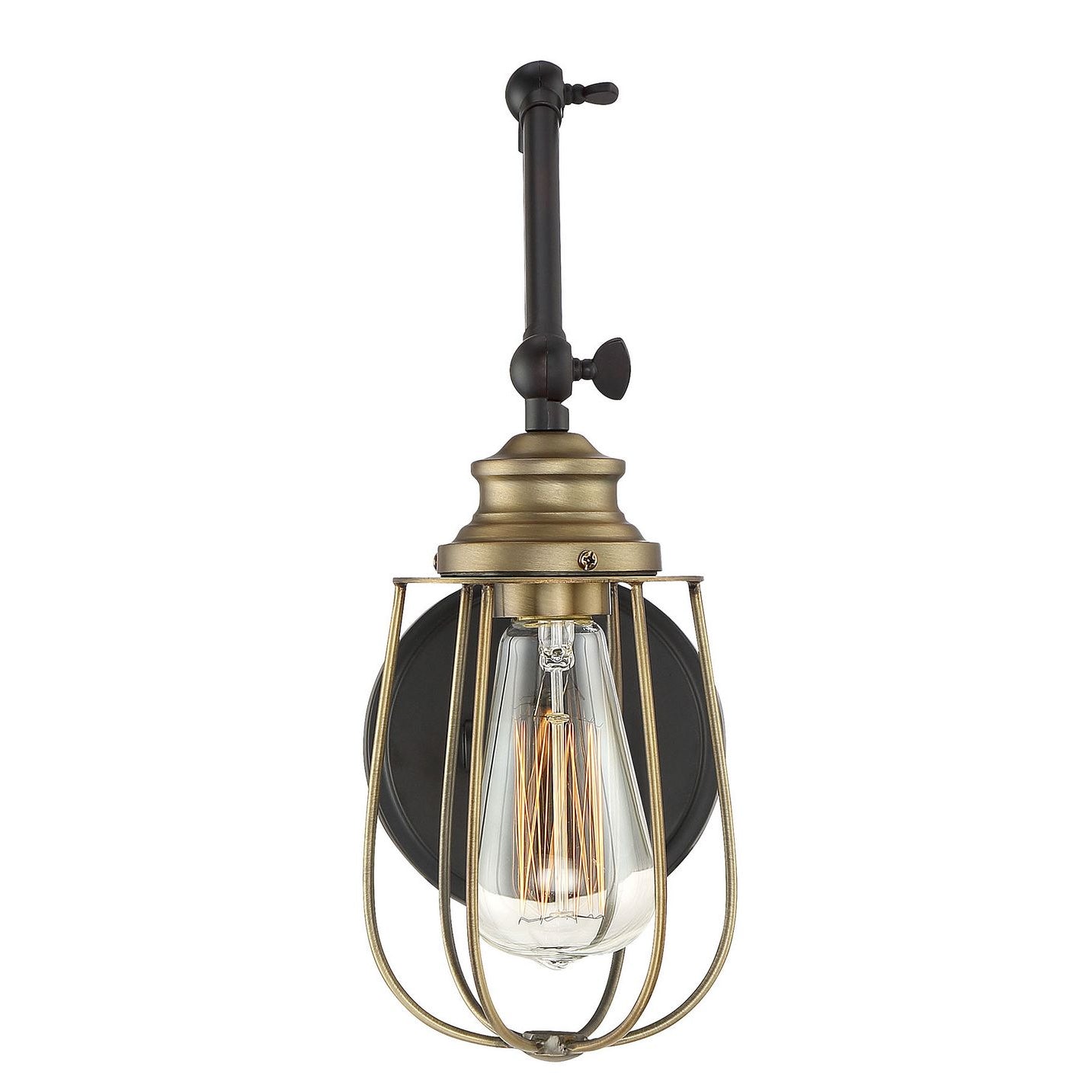 Meridian M90022ORBNB One Light Wall Sconce in Oil Rubbed Bronze with Natural Brass