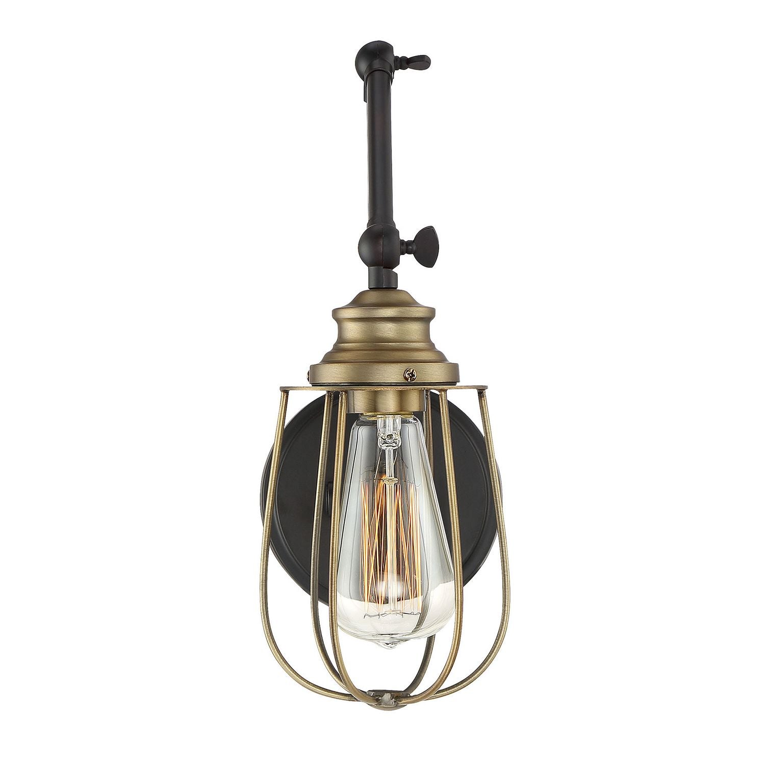 Meridian M90022ORBNB One Light Wall Sconce in Oil Rubbed Bronze with Natural Brass