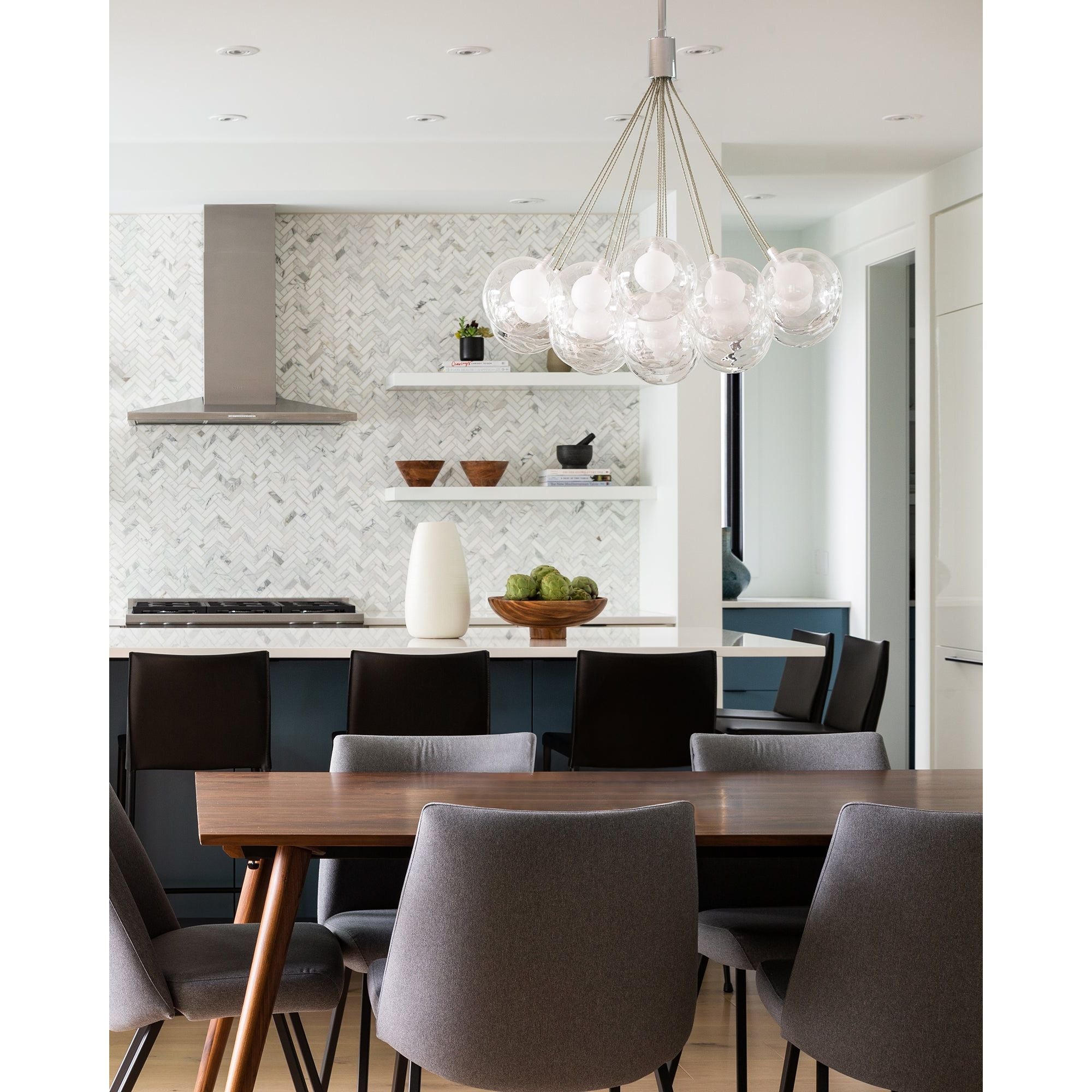 Kuzco Canada - CH3128-BK/MGL - LED Chandelier - Bolla - Black/Mixed Glass