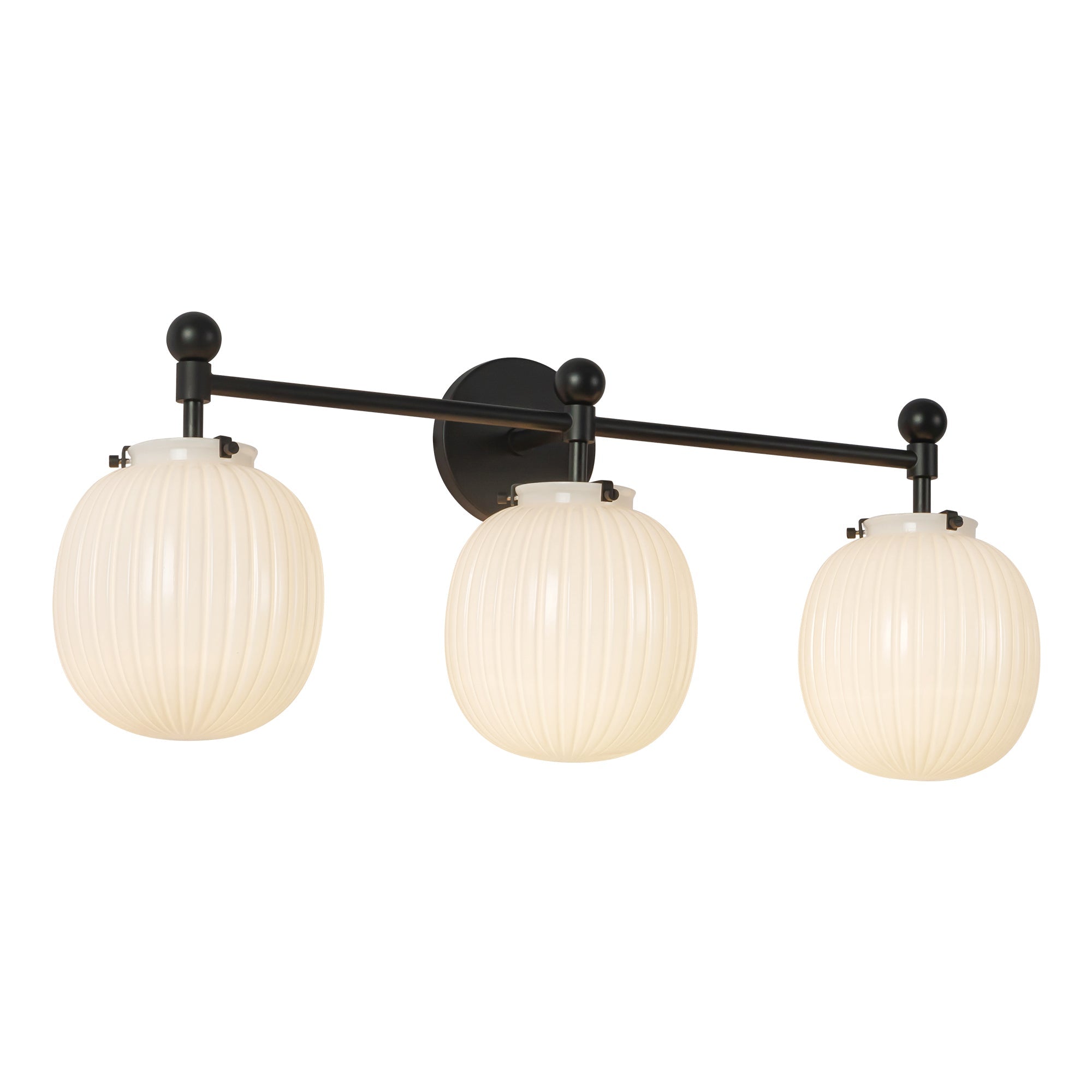 Alora Canada - VL579328MBGR - Three Light Bathroom Vanity - Cherise - Matte Black/Glossy Ribbed Opal Glass