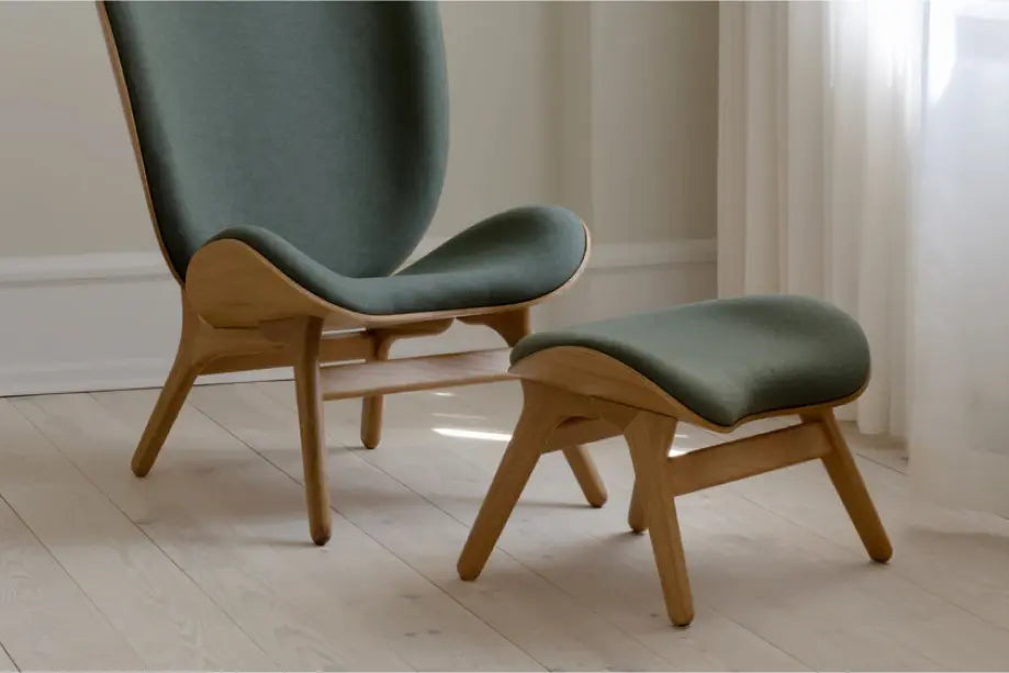 Scandinavian lounge chair with ottoman