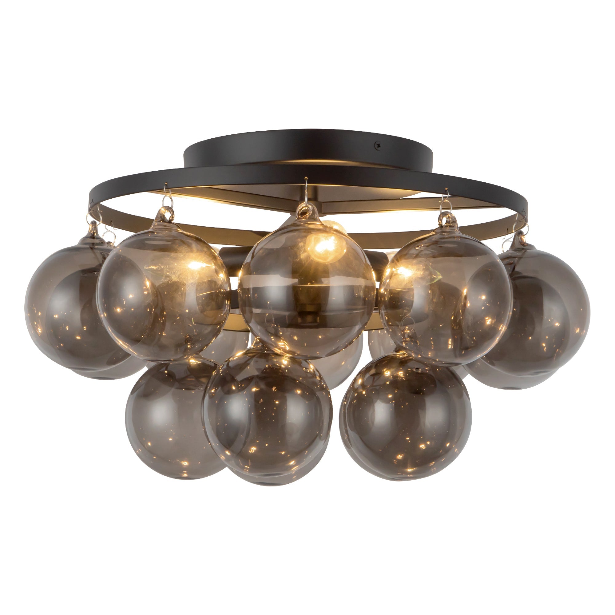 Alora Canada - SF654318MBSM - Three Light Semi-Flush Mount - Faye - Matte Black/Smoked Solid Glass