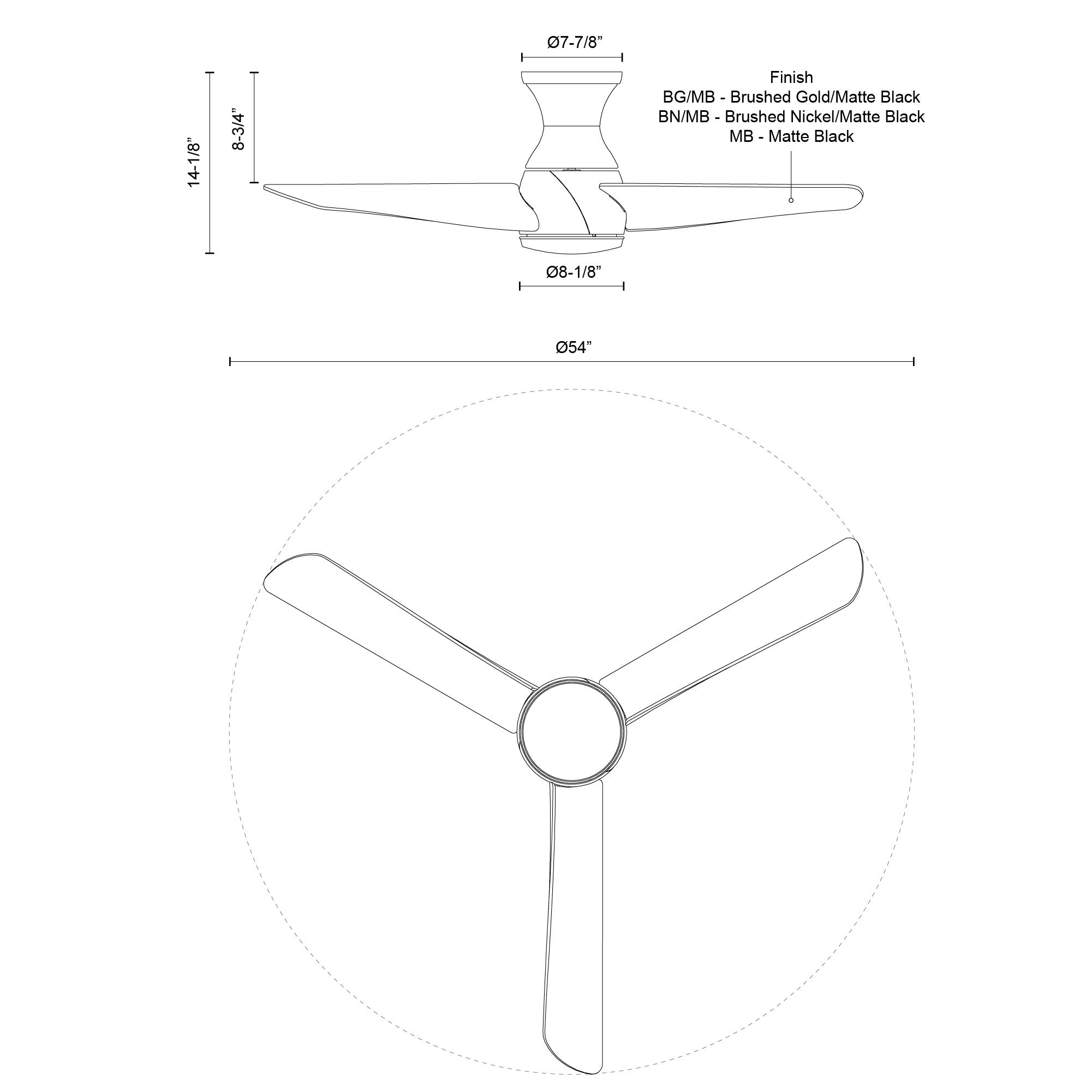 Kuzco Lighting HF91954-DRAWING Thalia Hugger Fan