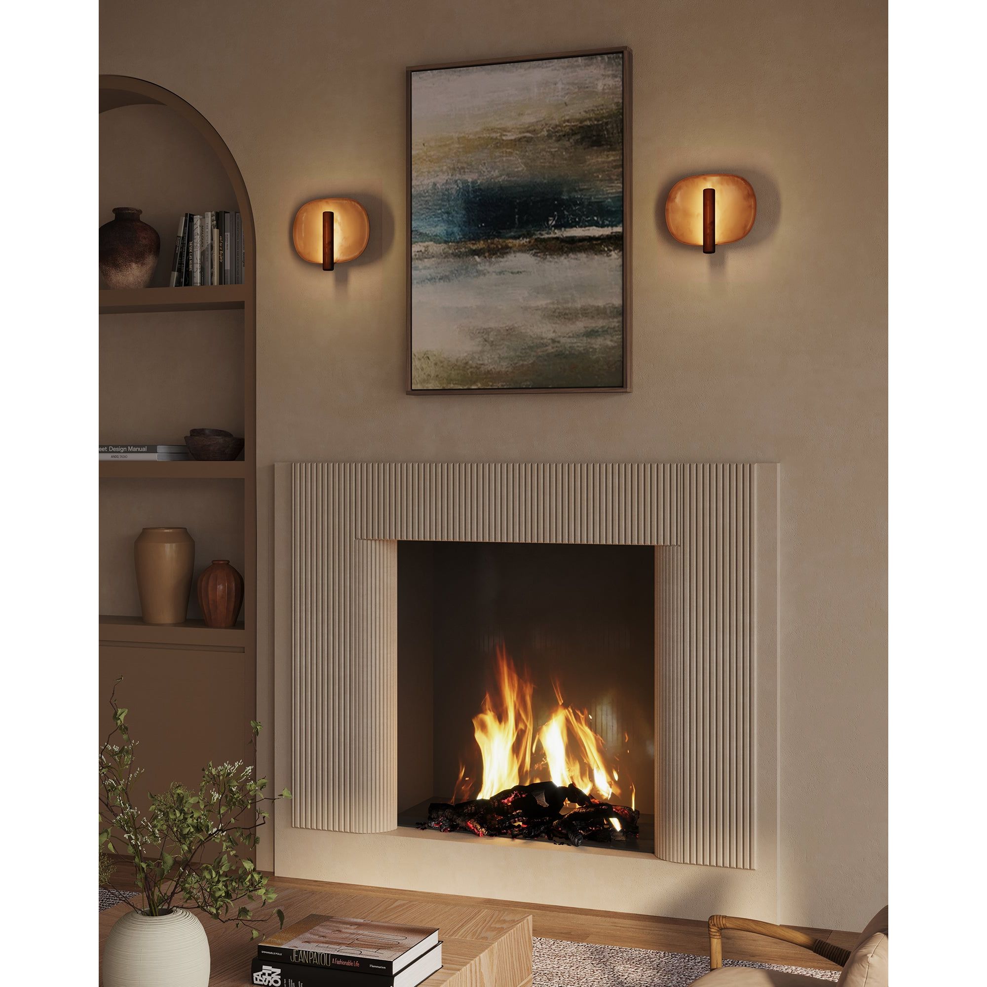 Kuzco Canada - WS20809-PW/VB - LED Wall Sconce - Lustre - Pearl White/Vintage Brass