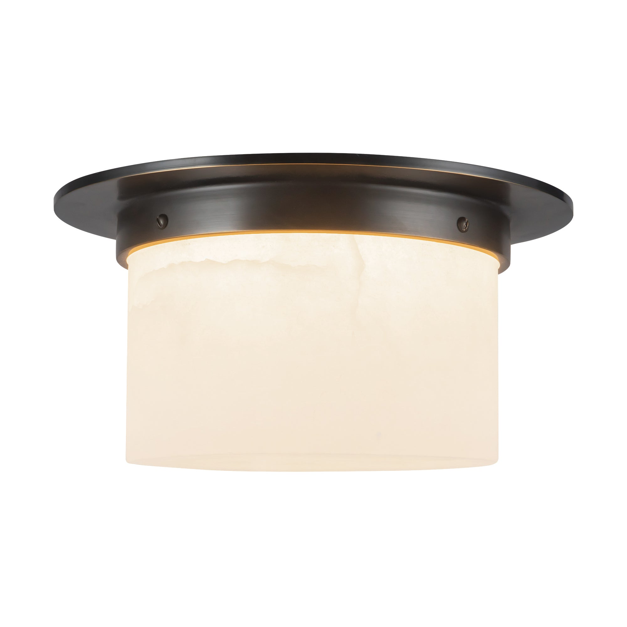 Alora Canada - FM360115PTBAR - Two Light Flush Mount - Mineral - Patina Brass/Alabaster